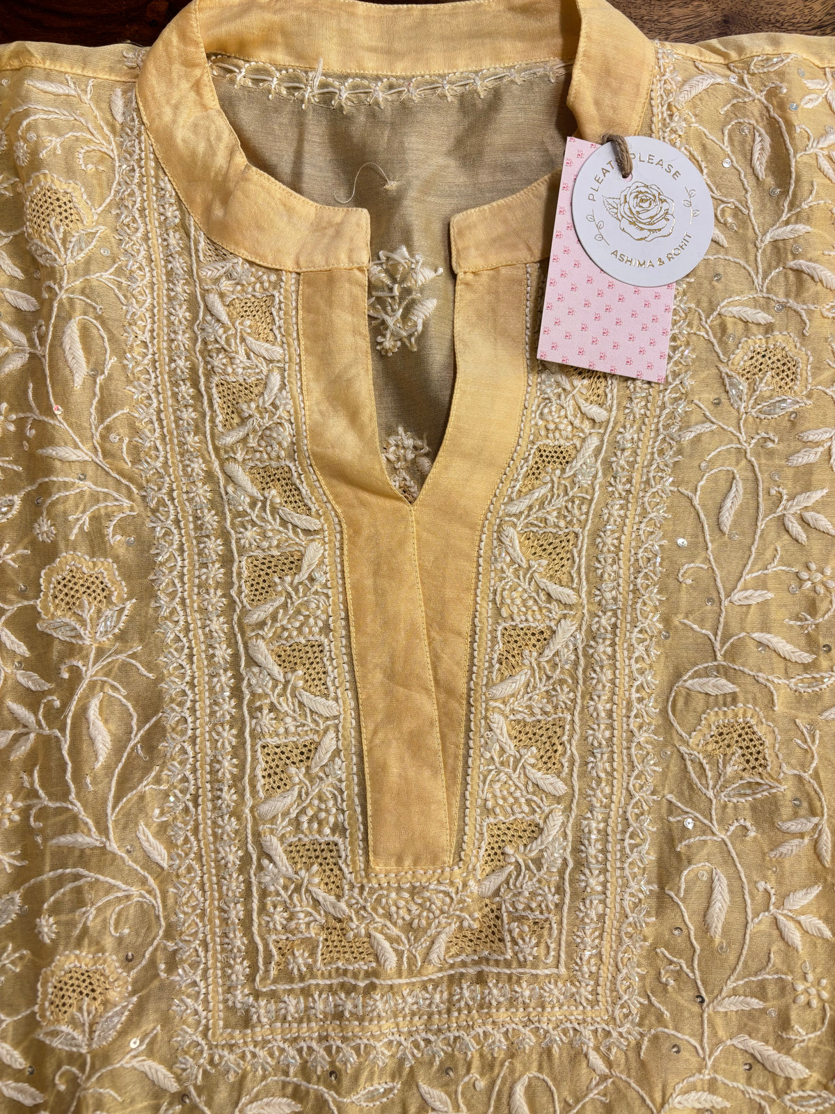 Yellow Chanderi Chikankari Co-Ord Set
