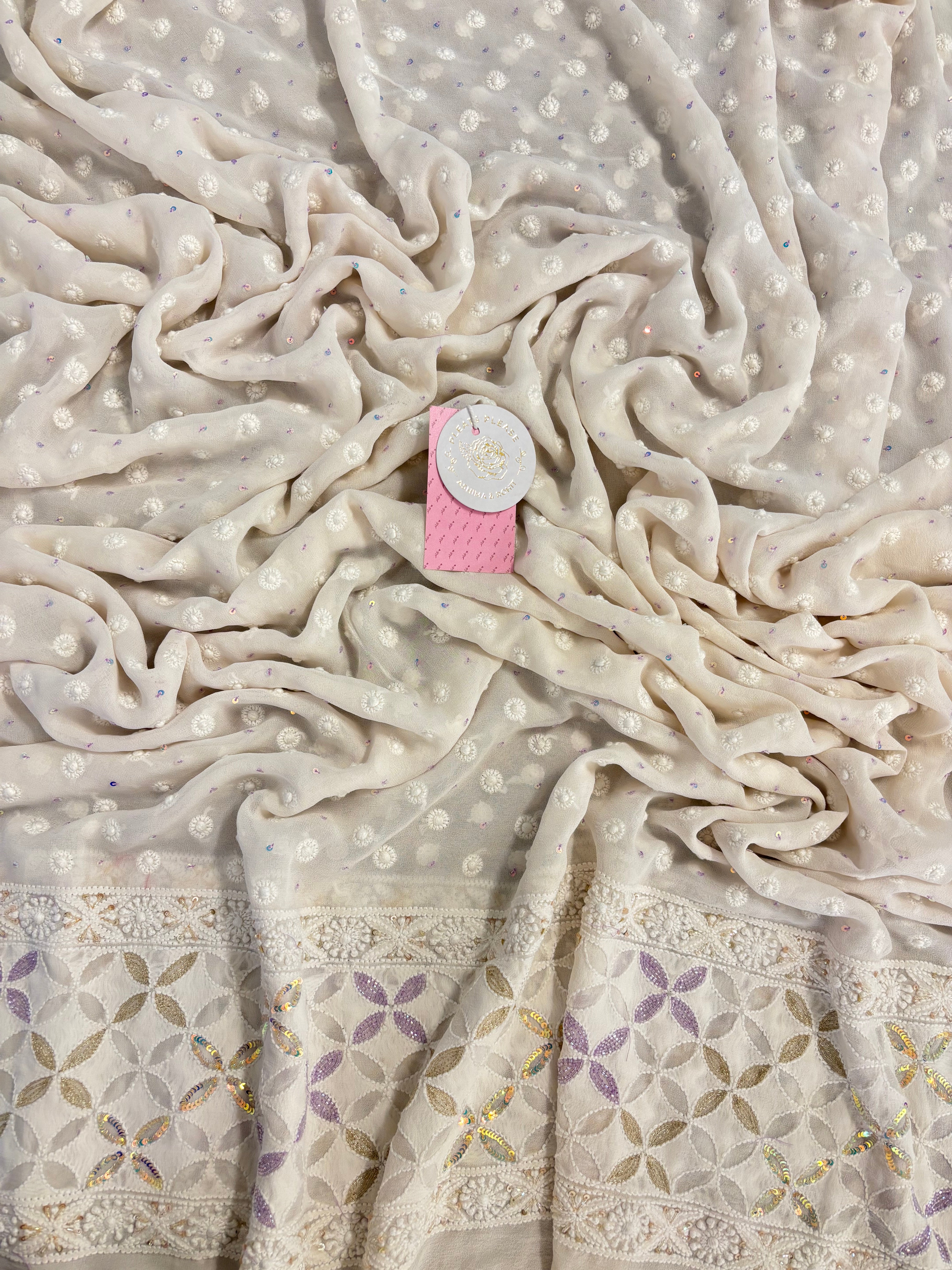 Dyeable Pure & Premium Georgette Chikankari Kurta & Dupatta