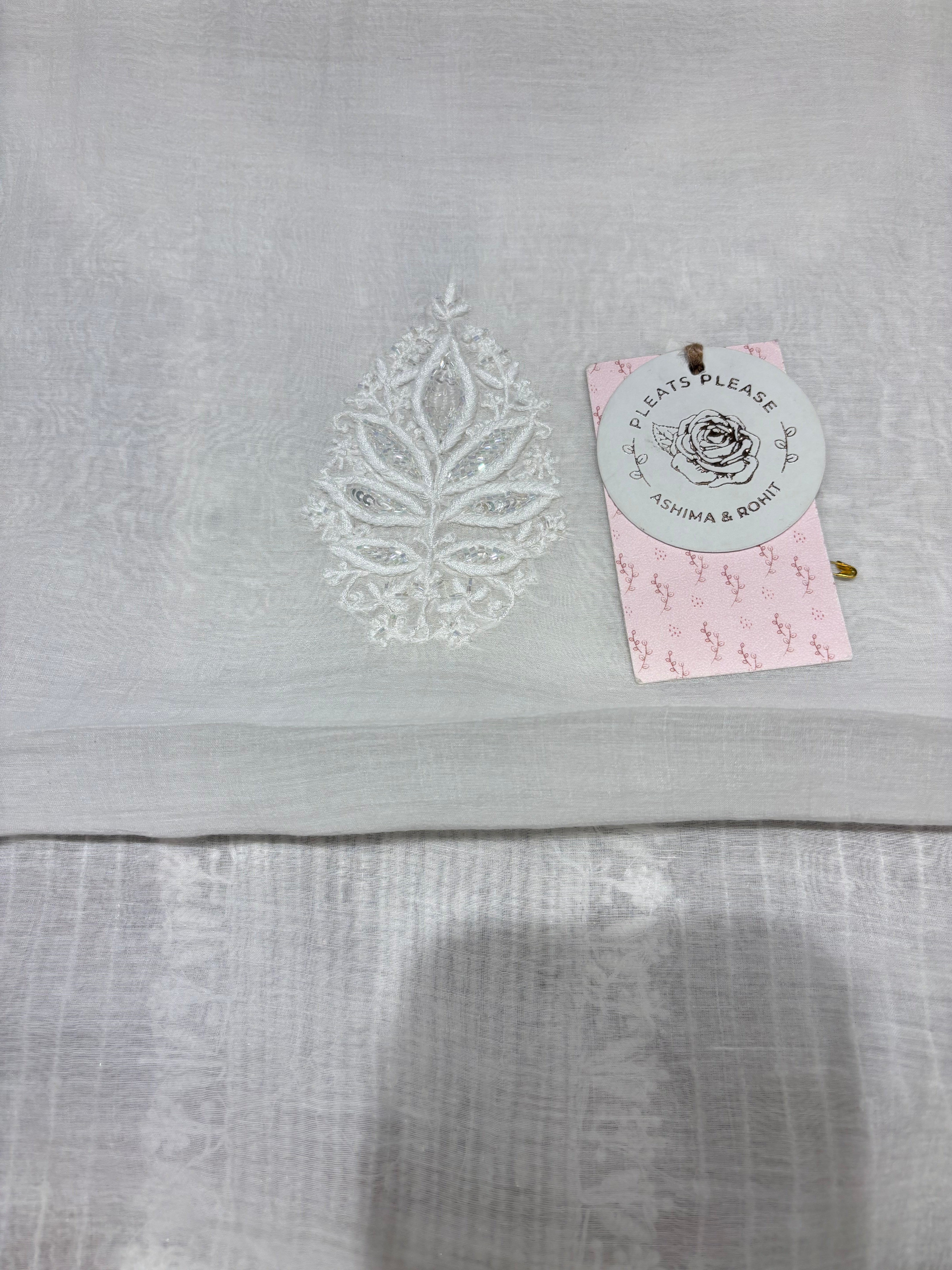 Dyeable Chanderi Mul Chikankari Kurta & Dupatta Fabric