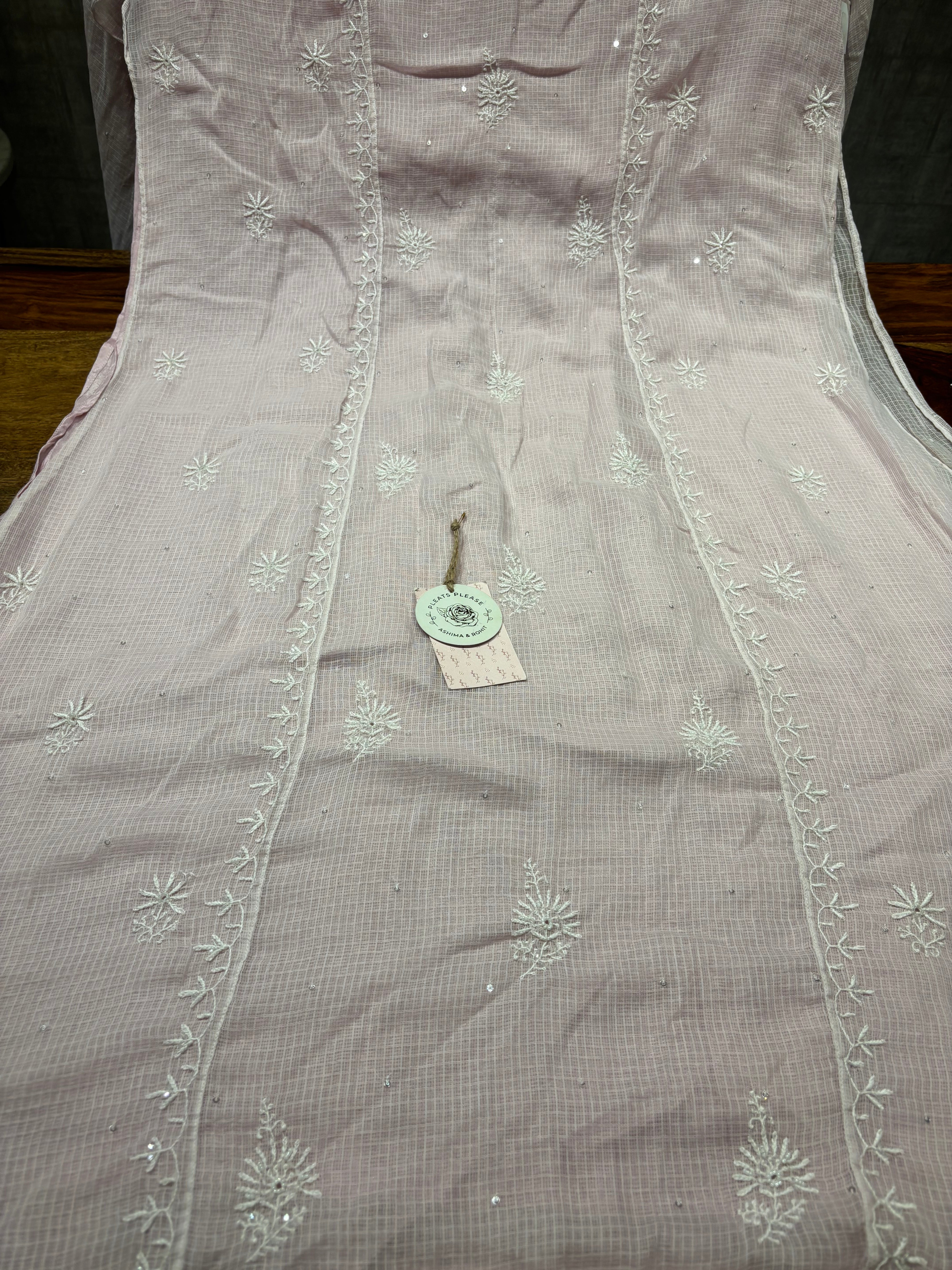 Onion Pink Kota Doria Chikankari Tunic