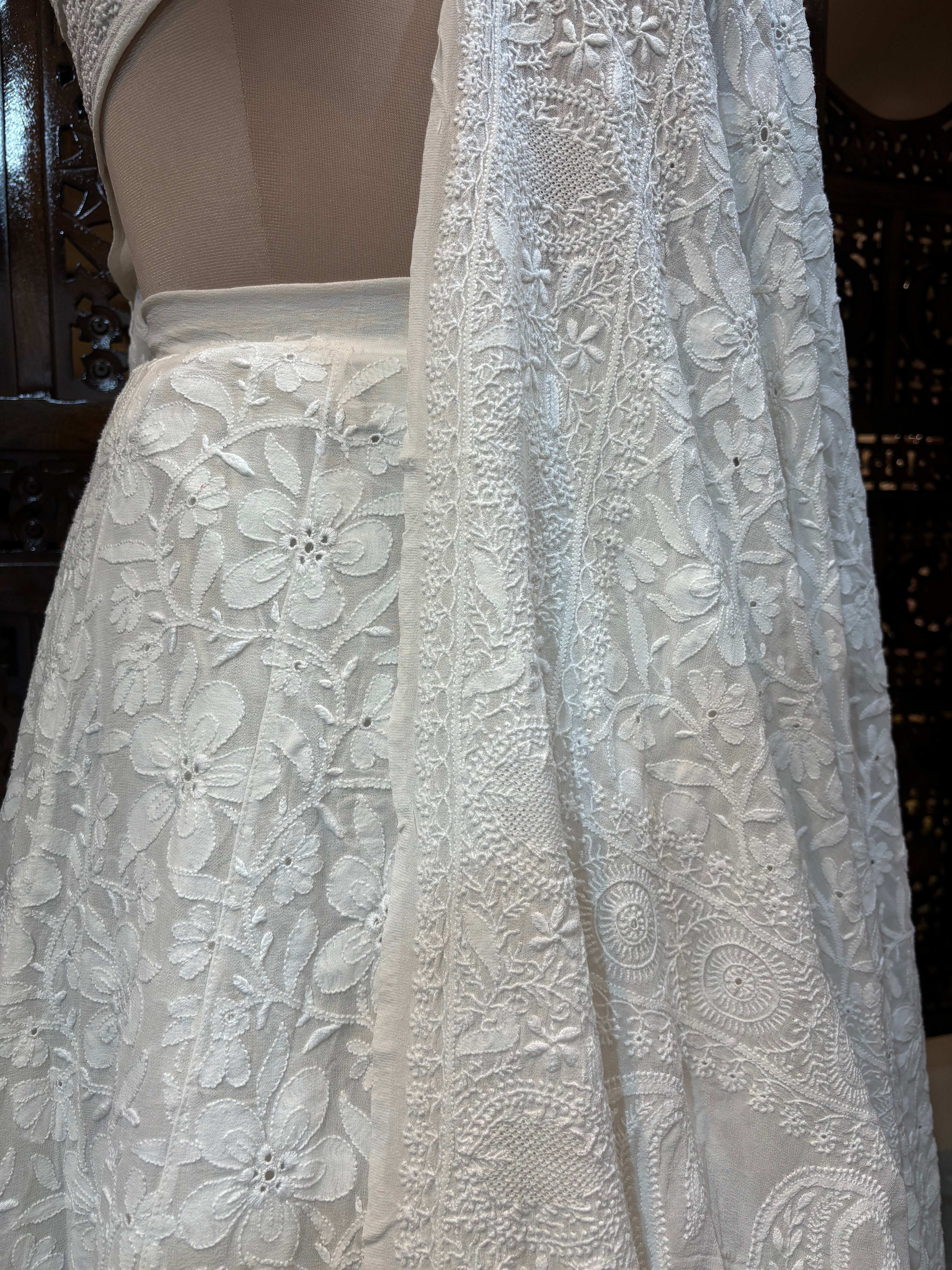 Ivory Chikankari Lehenga Set