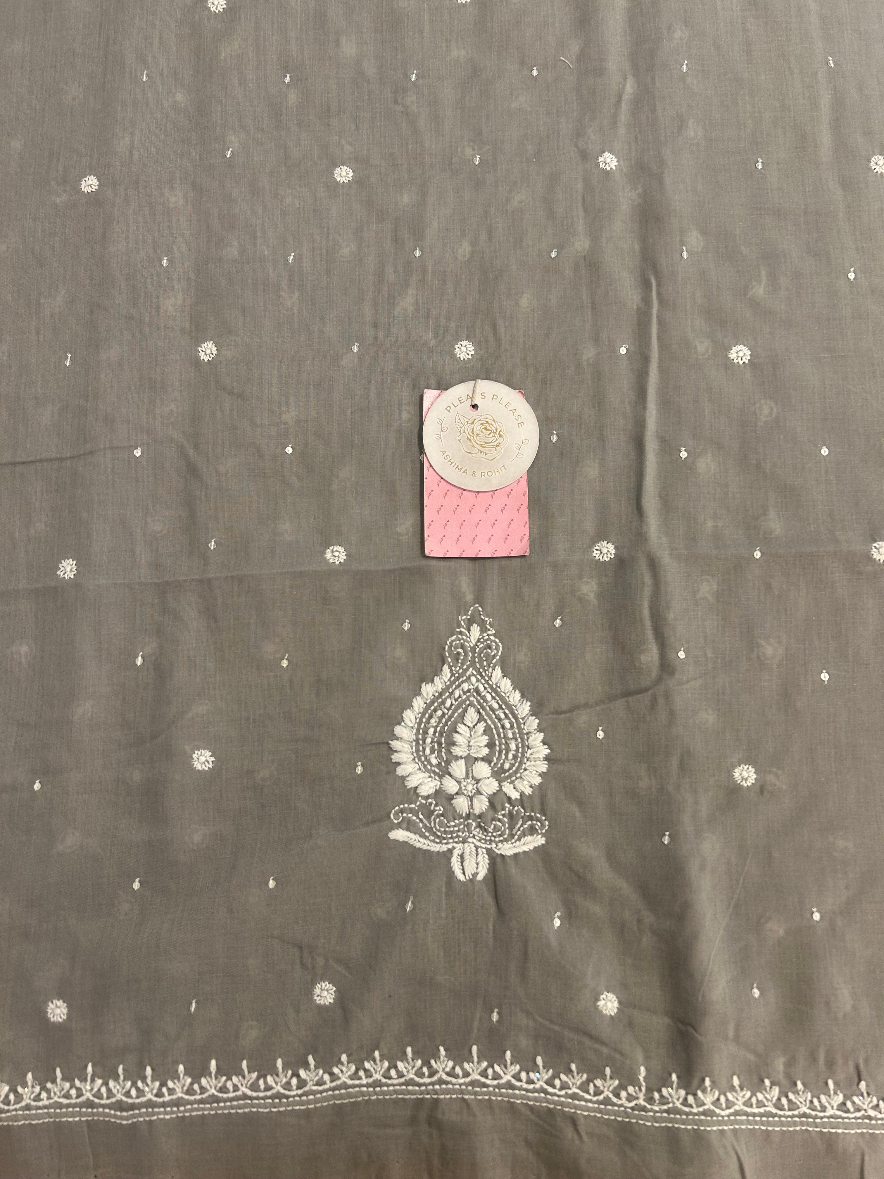 Dusty Grey Mulmul Chikankari Kurta - Pleats PleaseChikankari