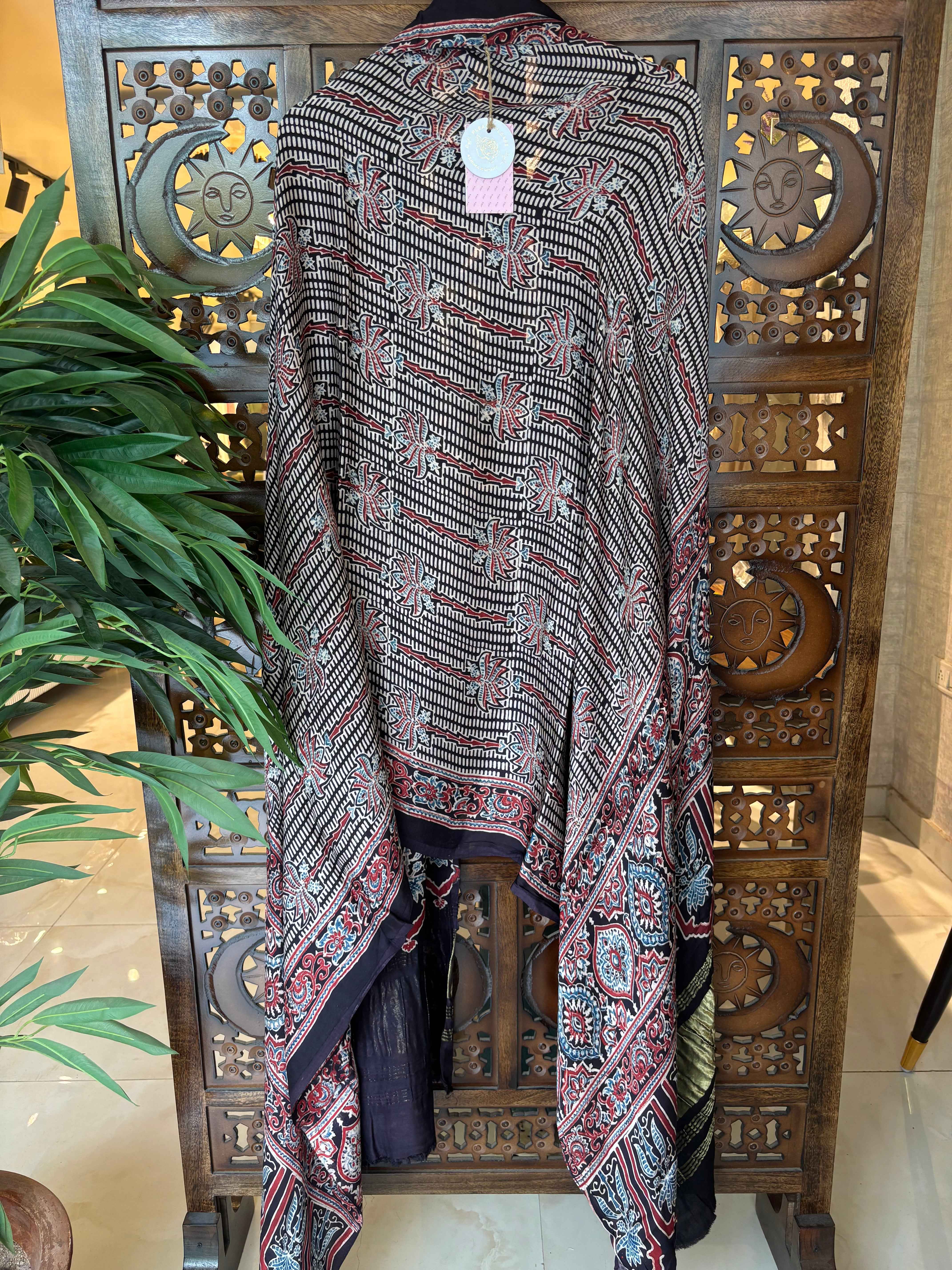 Black Ajrakh Dupatta