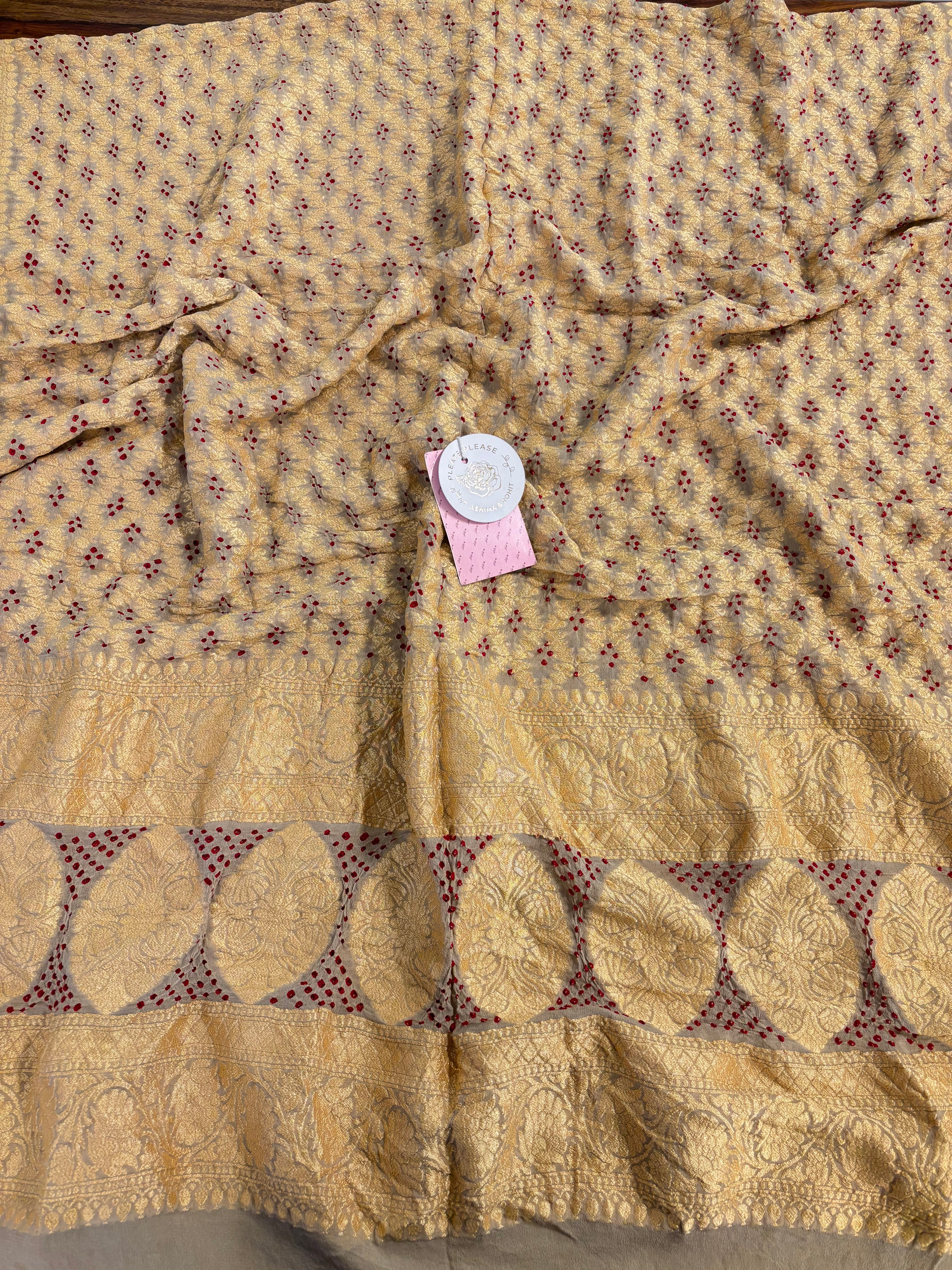 Pure Khaddi Georgette Taupe-Grey Neemzari Dupatta