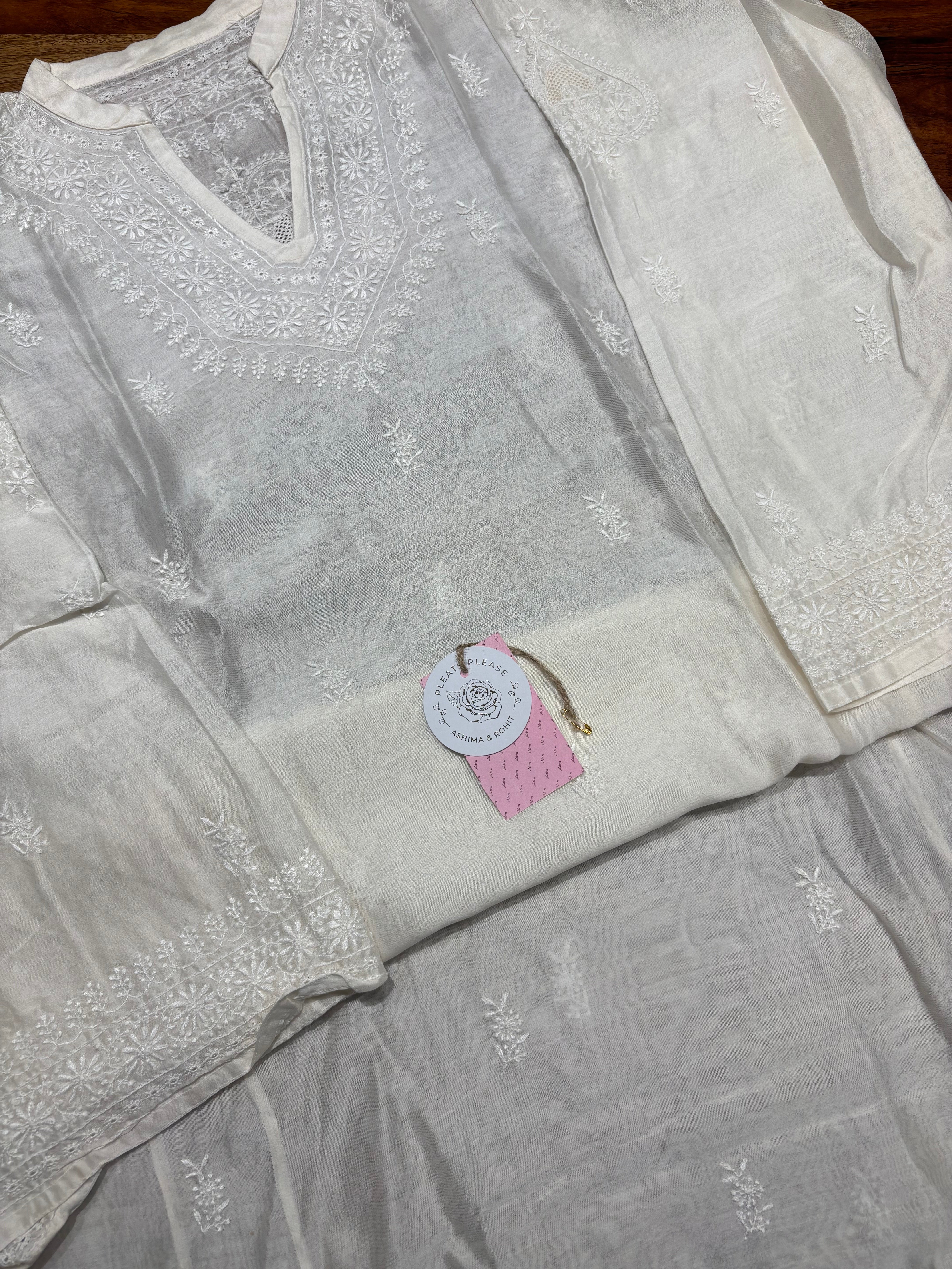 Dyeable Pure and Premium Chanderi Silk Chikankari Choga Kurta