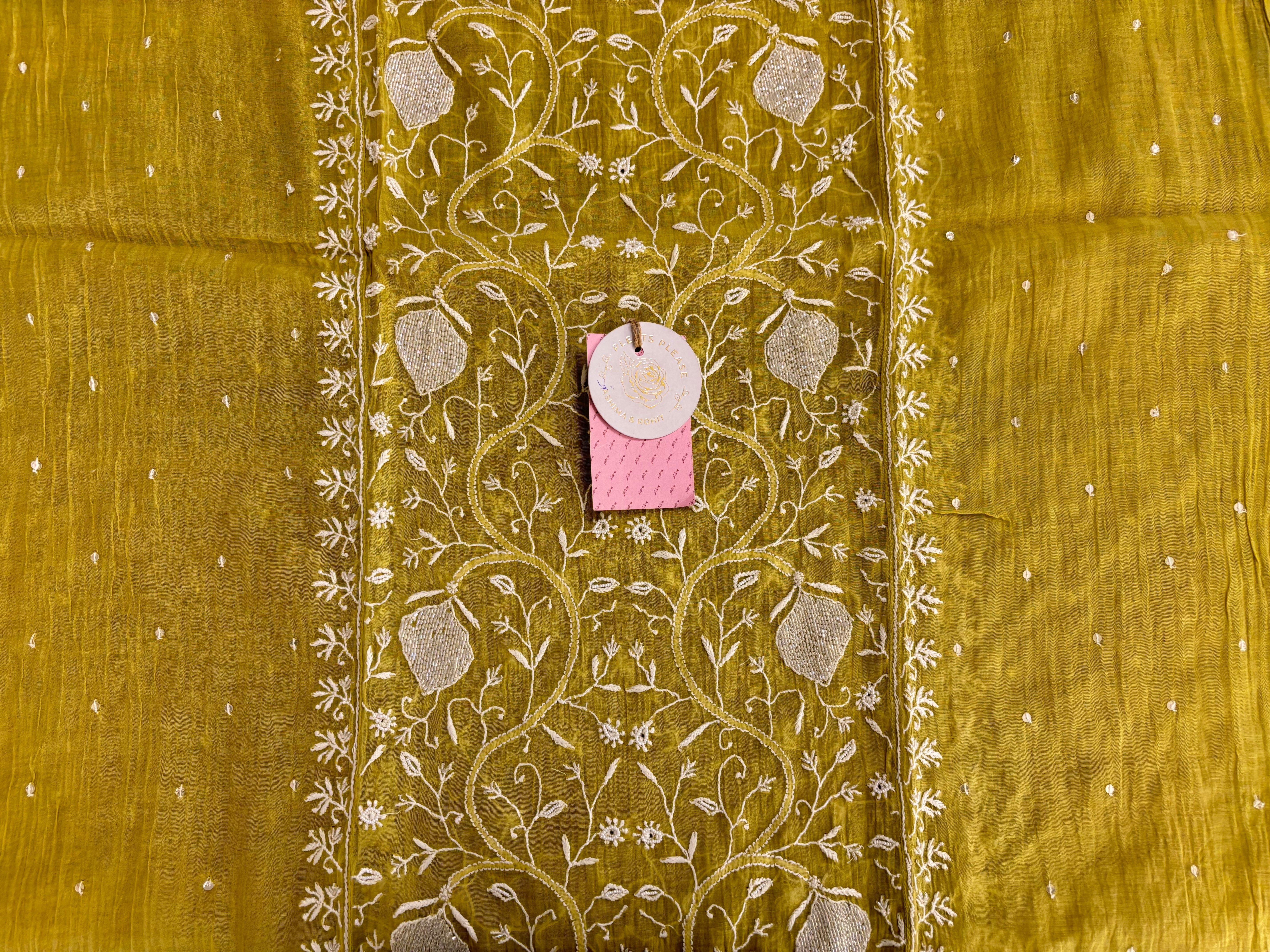 Mustard Yellow Chanderi Chikankari Kurta & Dupatta