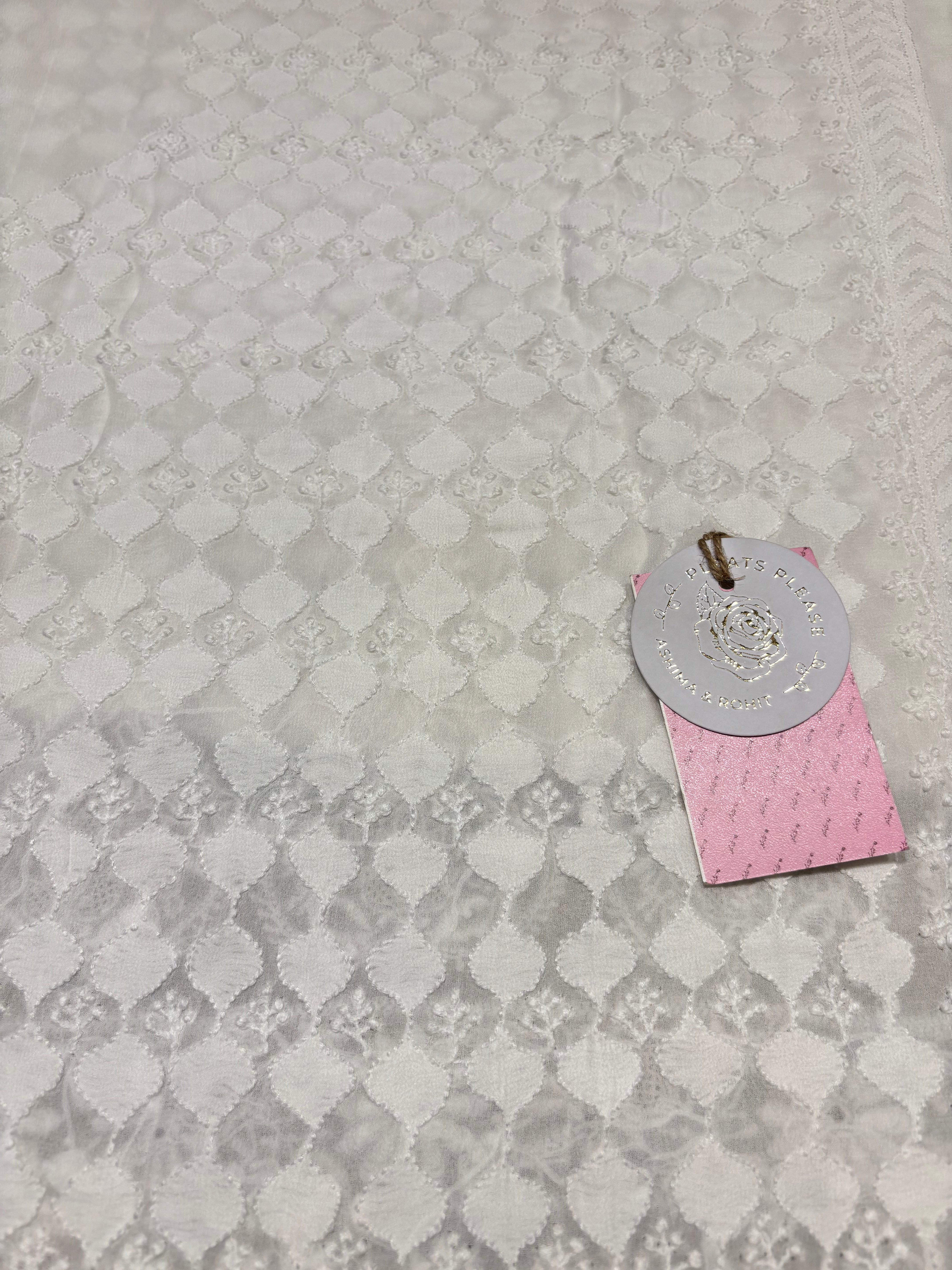 Dyeable Pure & Premium Georgette Chikankari Men’s Sherwani Fabric