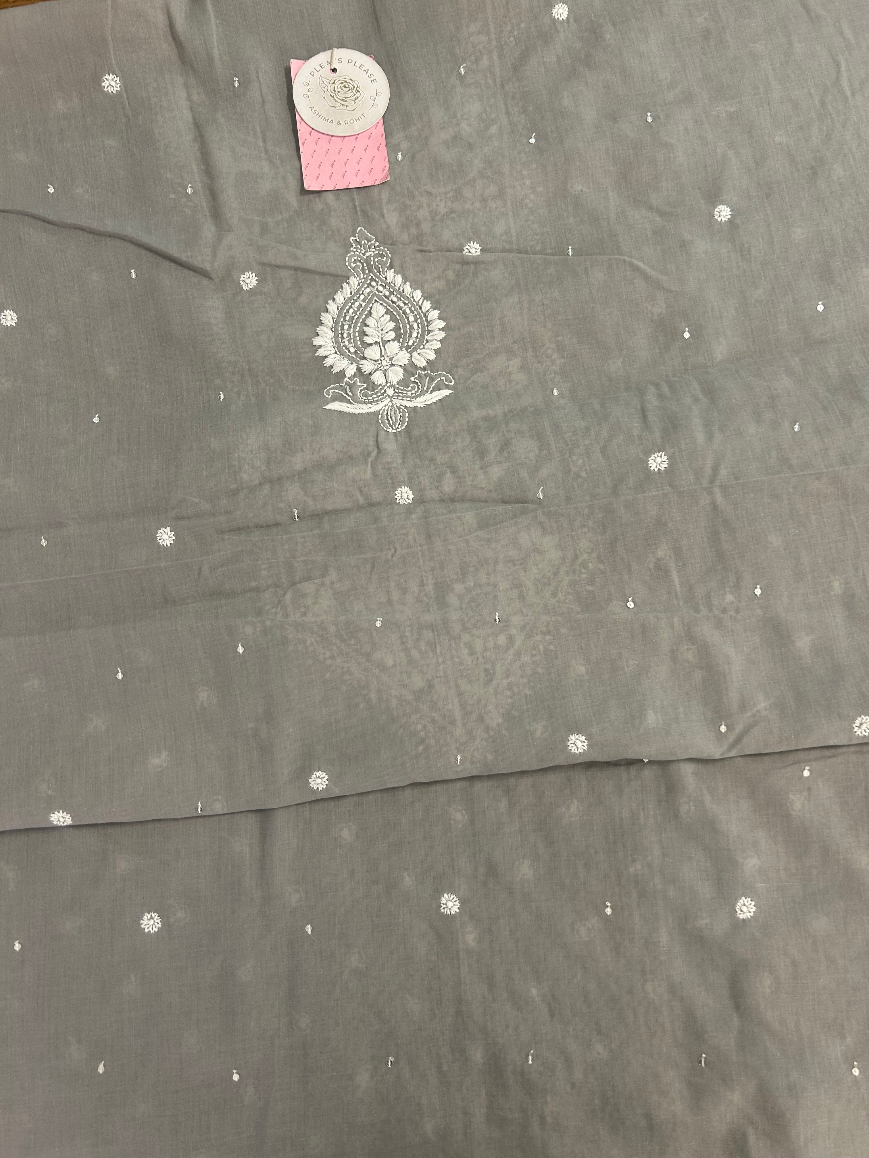 Dusty Grey Mulmul Chikankari Kurta - Pleats PleaseChikankari