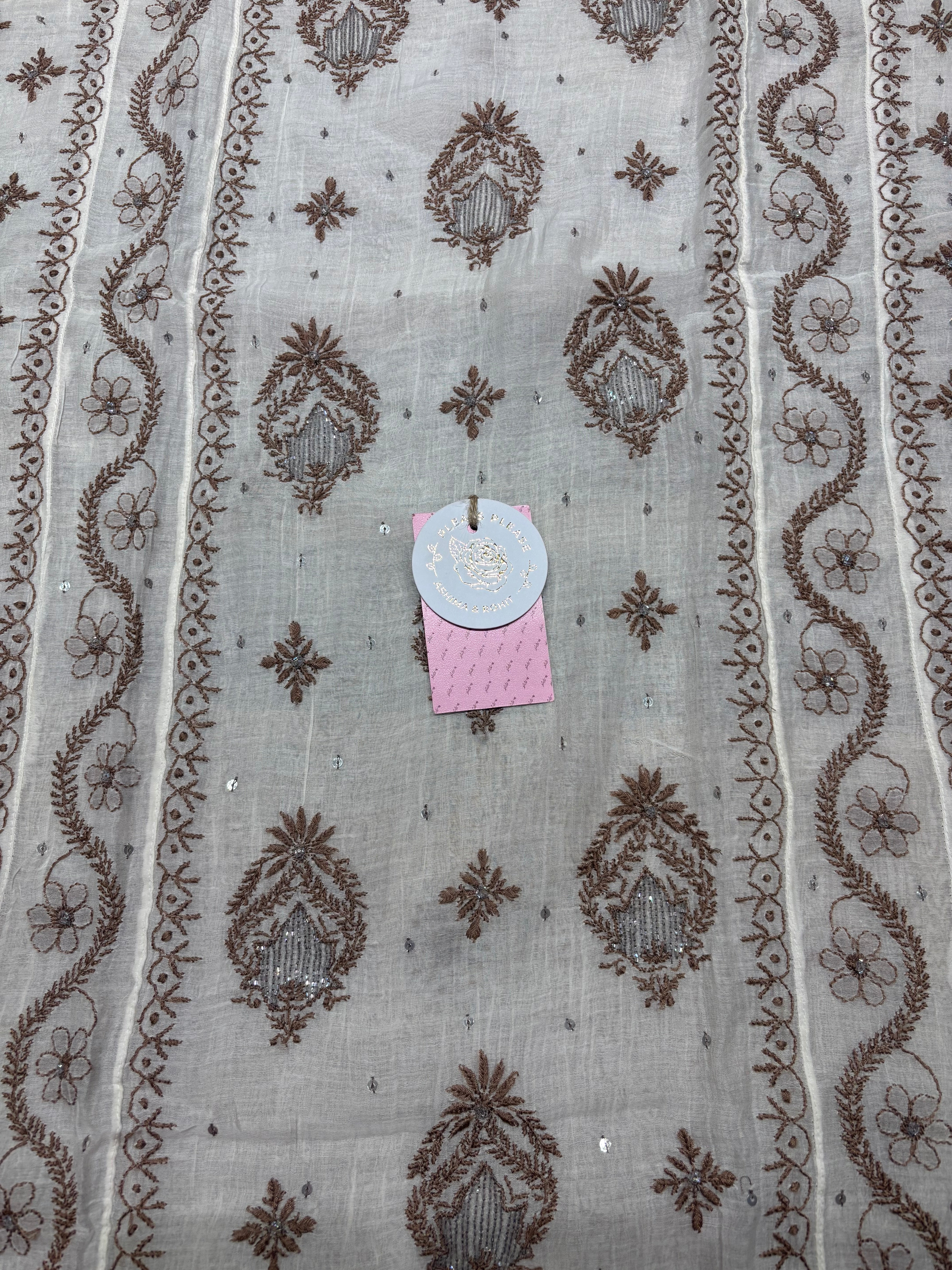 Dyeable Chanderi Mul Chikankari Kurta & Dupatta Set