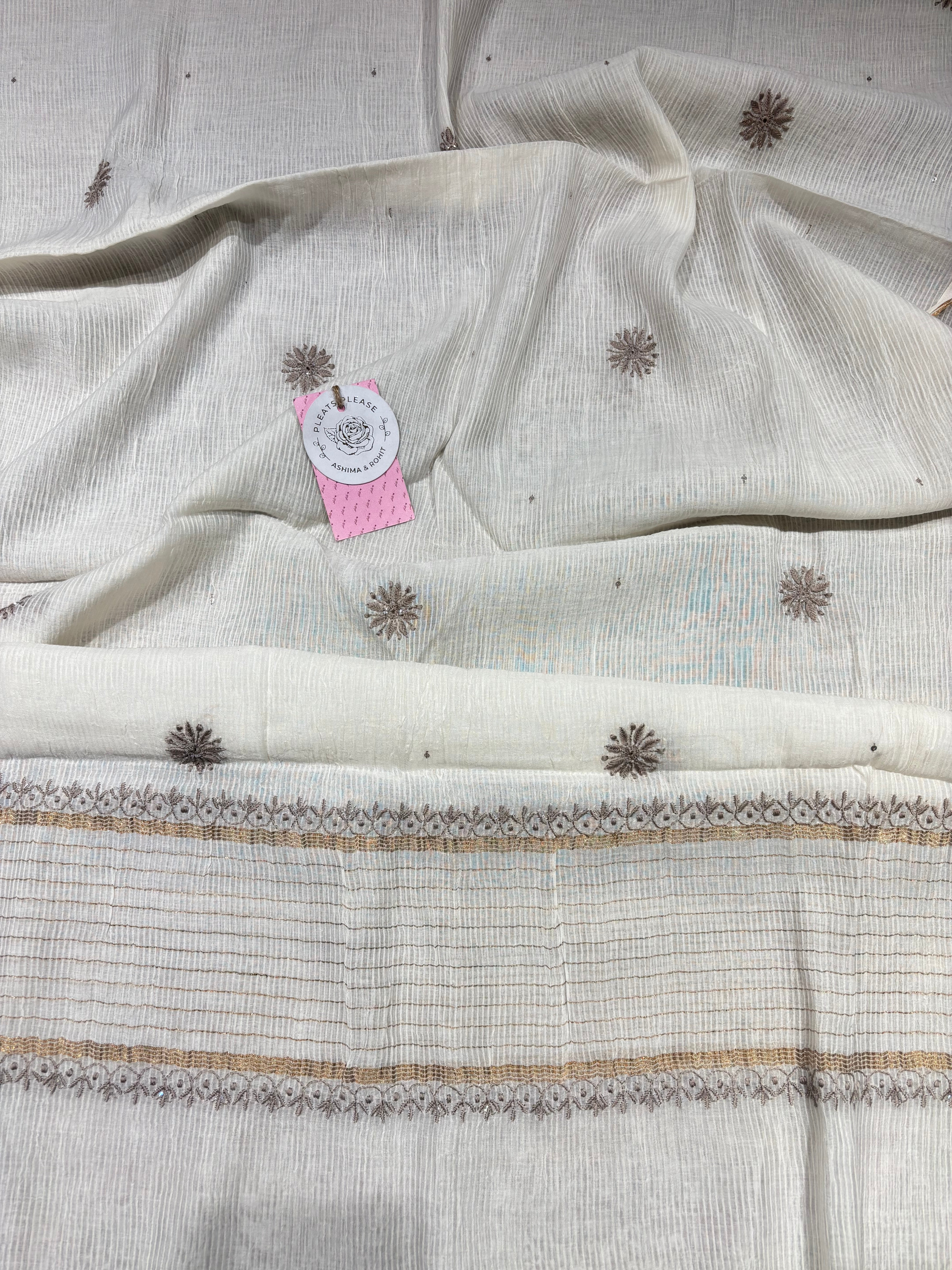 Dyeable Chanderi Maheshwari Chikankari Kurta & Dupatta Set