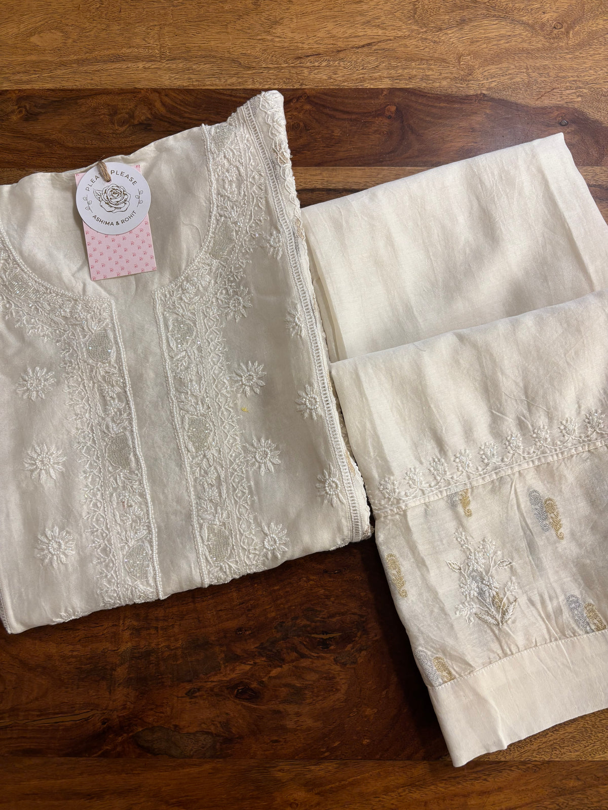 Dyeable Chanderi Silk Chikankari Banarasi Boota Co-ord Set