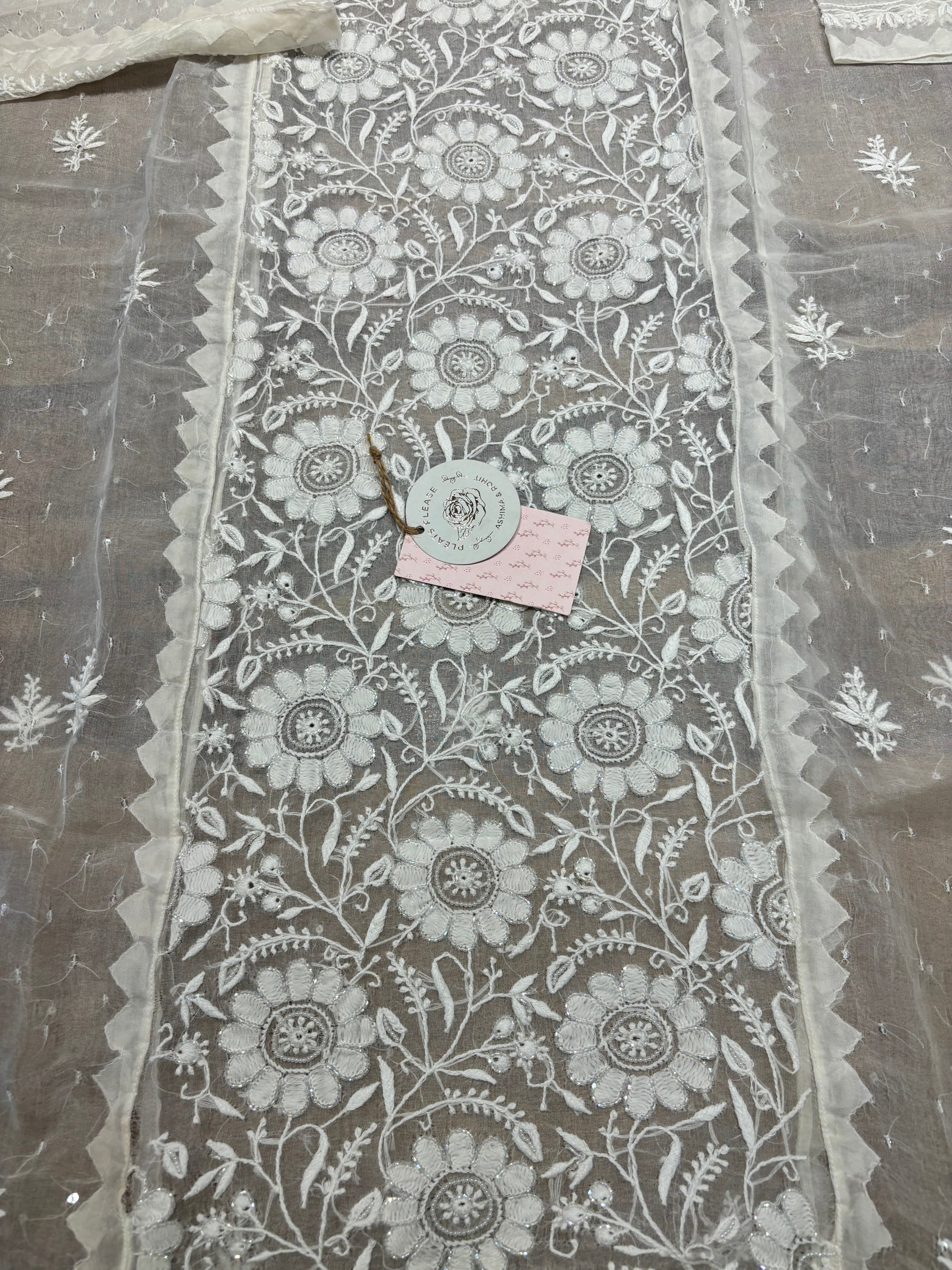 Dyeable Organza Chikankari Kurta