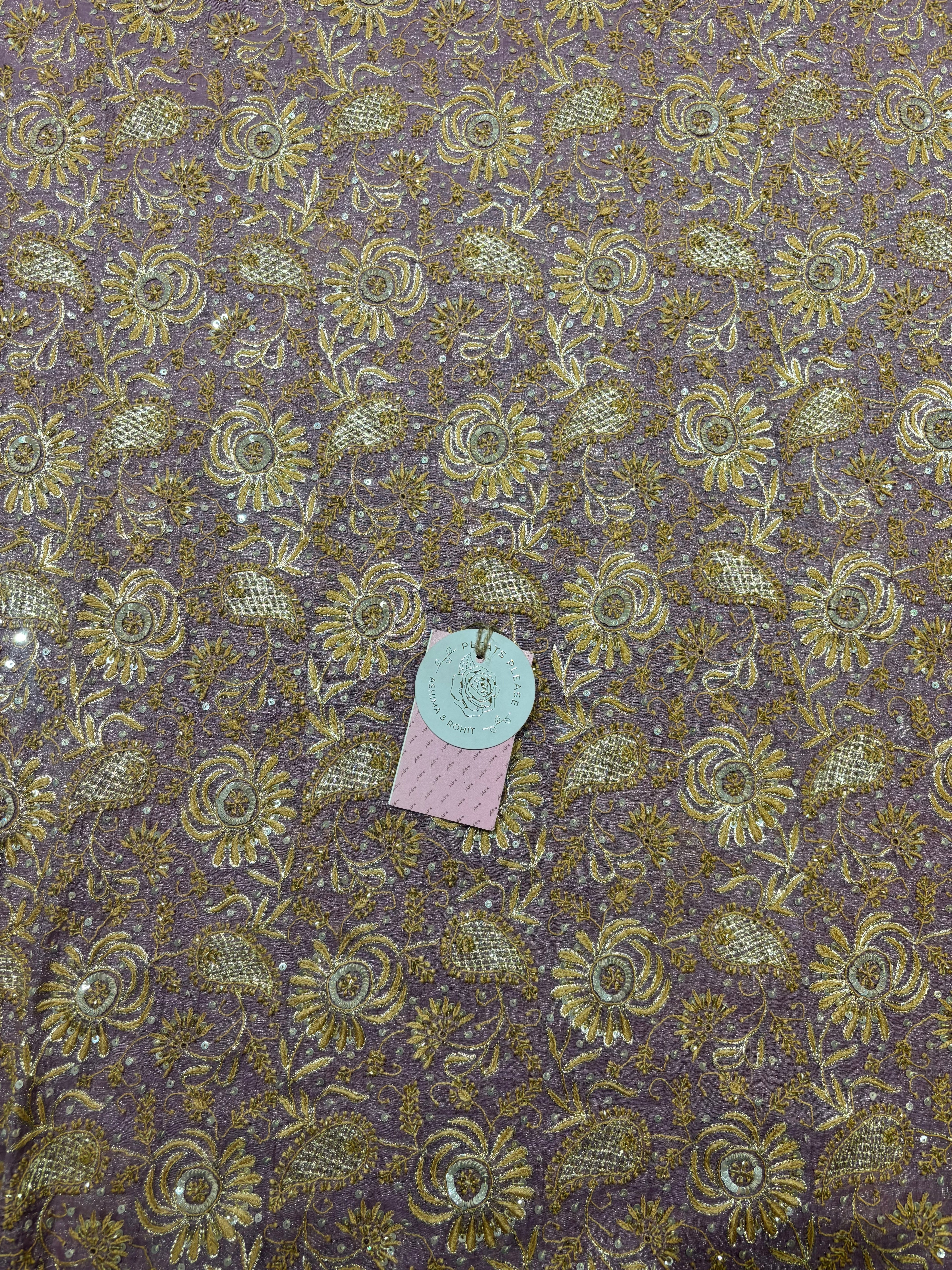 Lavender Pure & Premium Tissue Chikankari Kurta & Dupatta Set