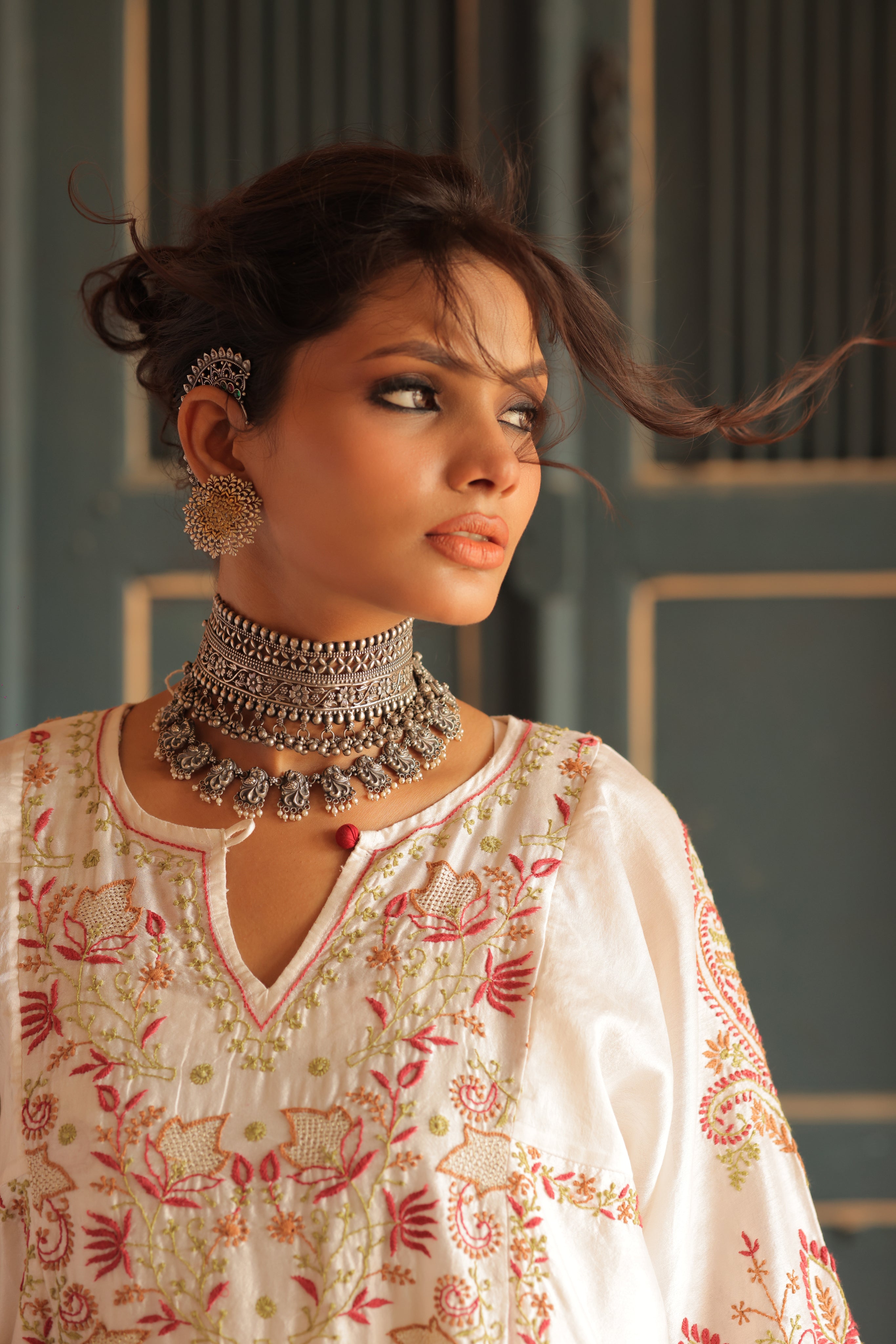 Pure Chanderi Silk Chikankari Co-ord Set