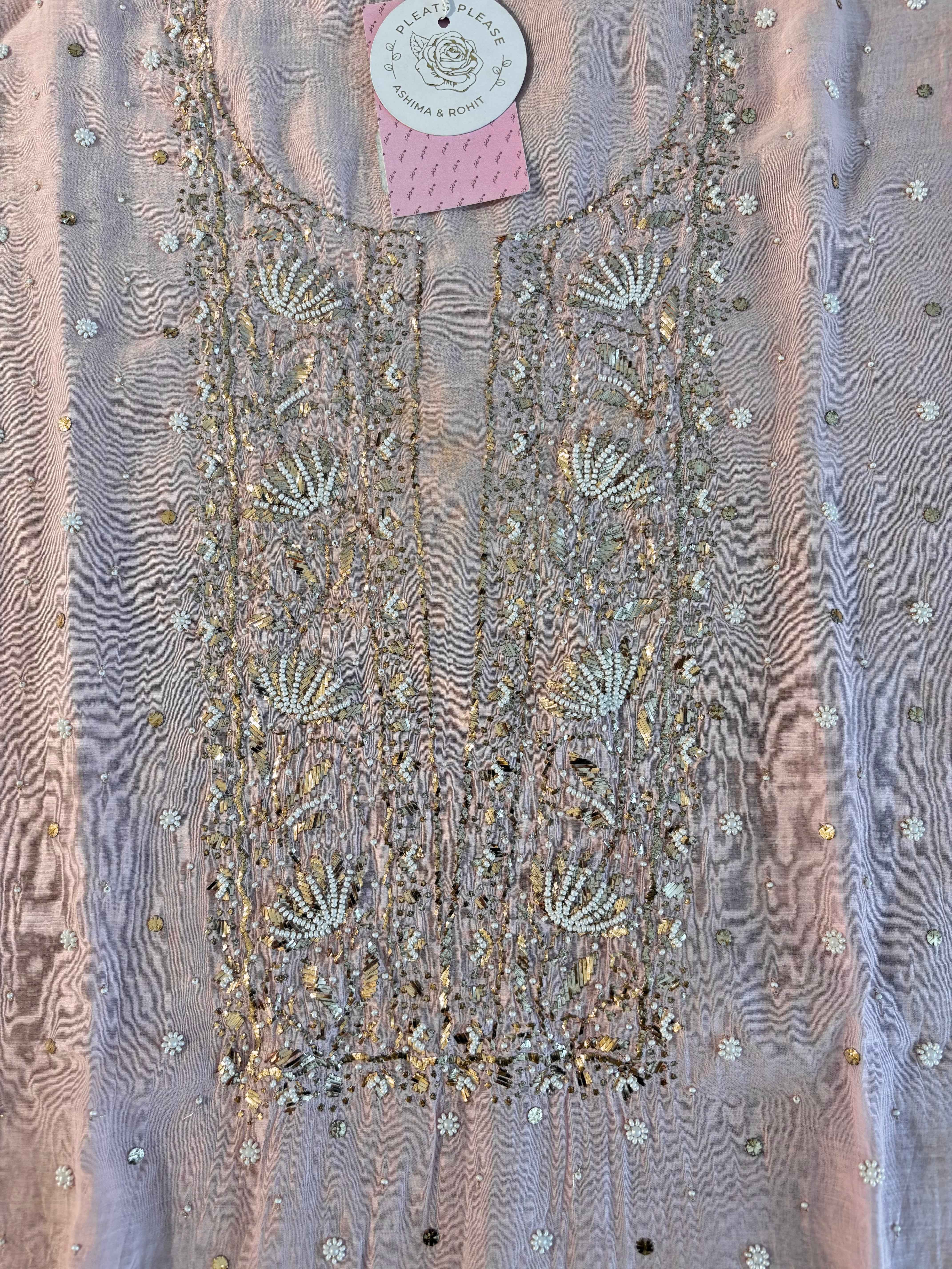 Baby Pink Chanderi Mul Mukaish Kurta & Dupatta