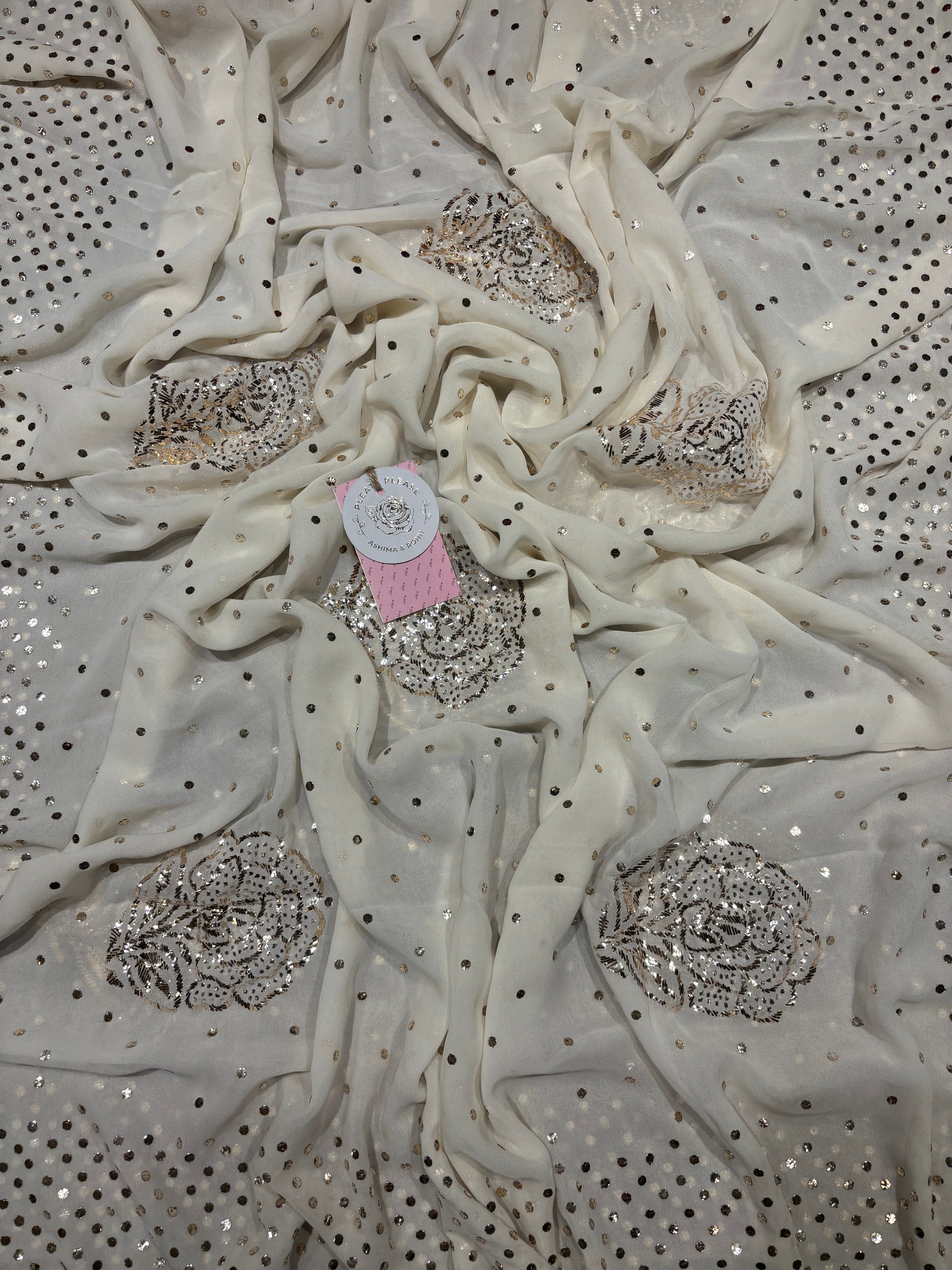 Dyeable pure and Premium Georgette Mukaish Kurta and Dupatta Set