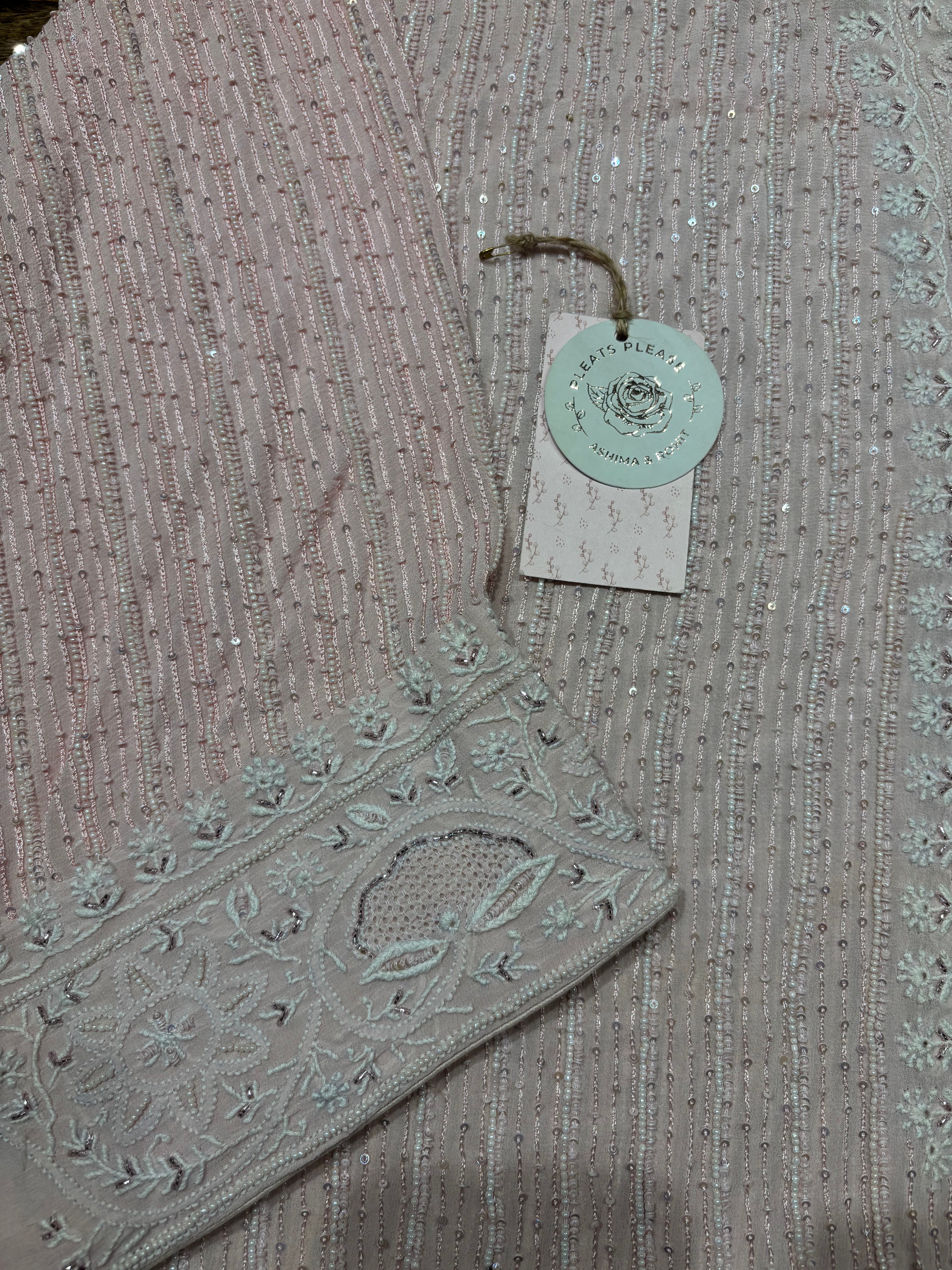 Pink Pure And Premium Georgette Chikankari Kurta And Heavy Dupatta Set