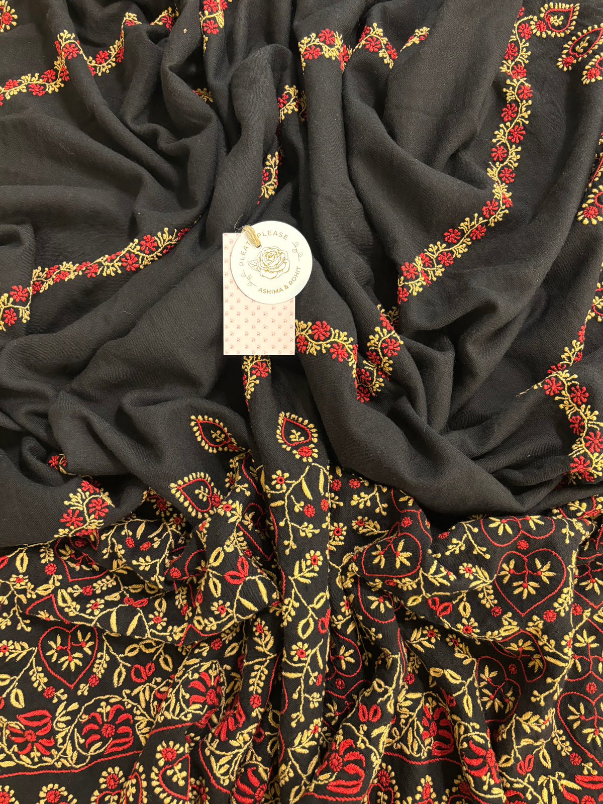 Black Pashmina Chikankari Shawl