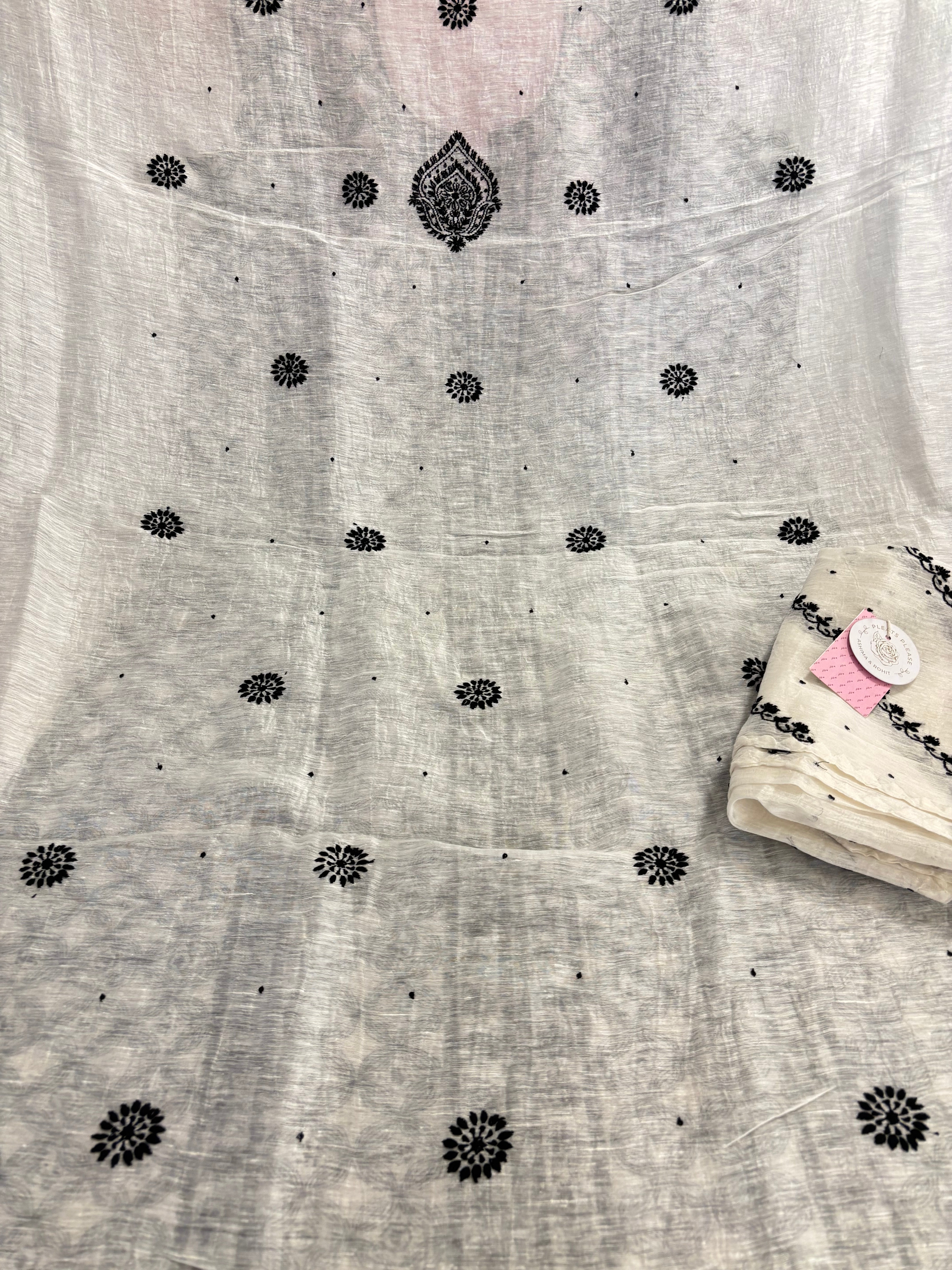 Dyeable Linen Silk Chikankari Kurta & Dupatta