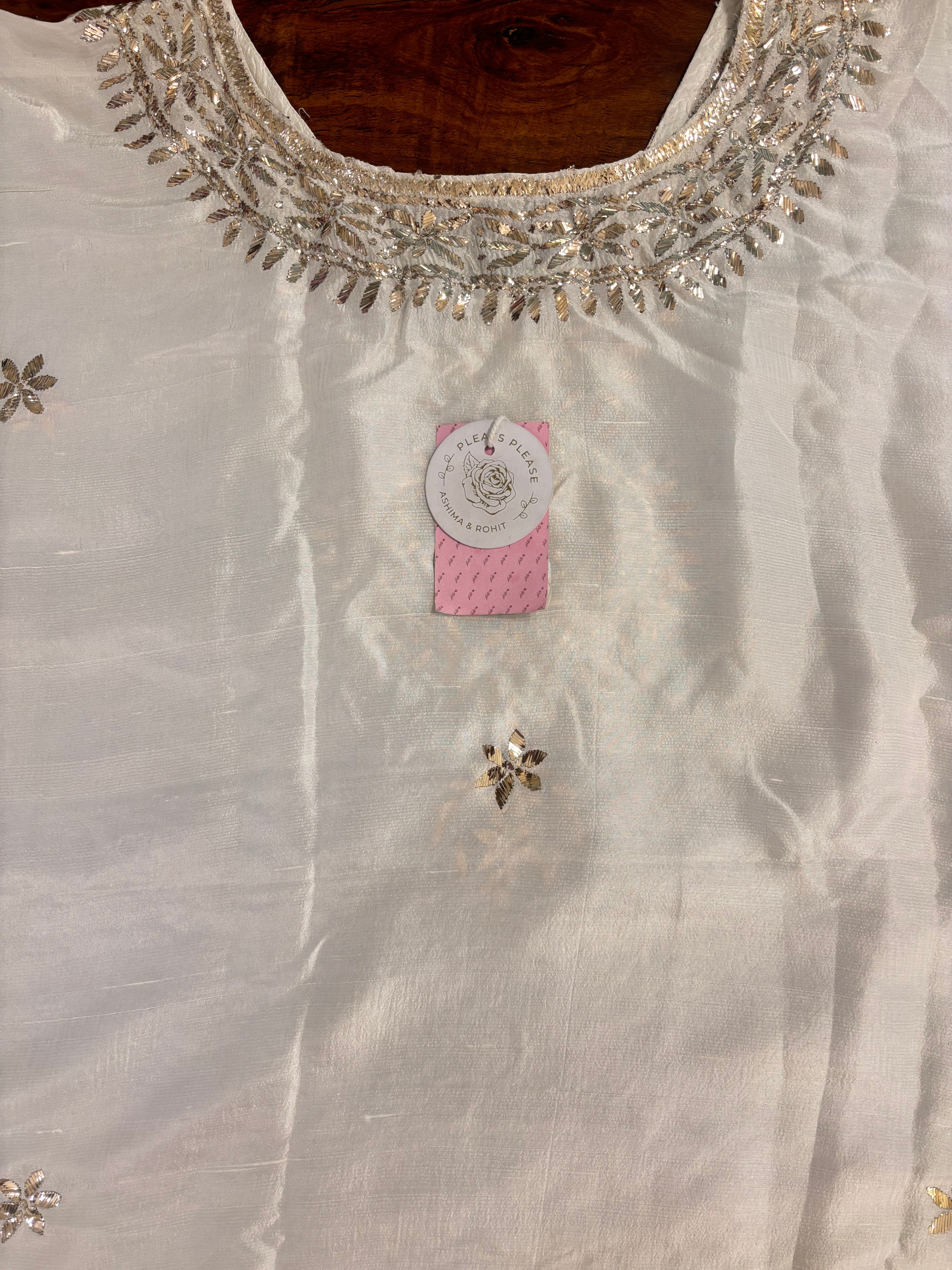 Dyeable Pure Silk Mukaish Kaftan & Pant