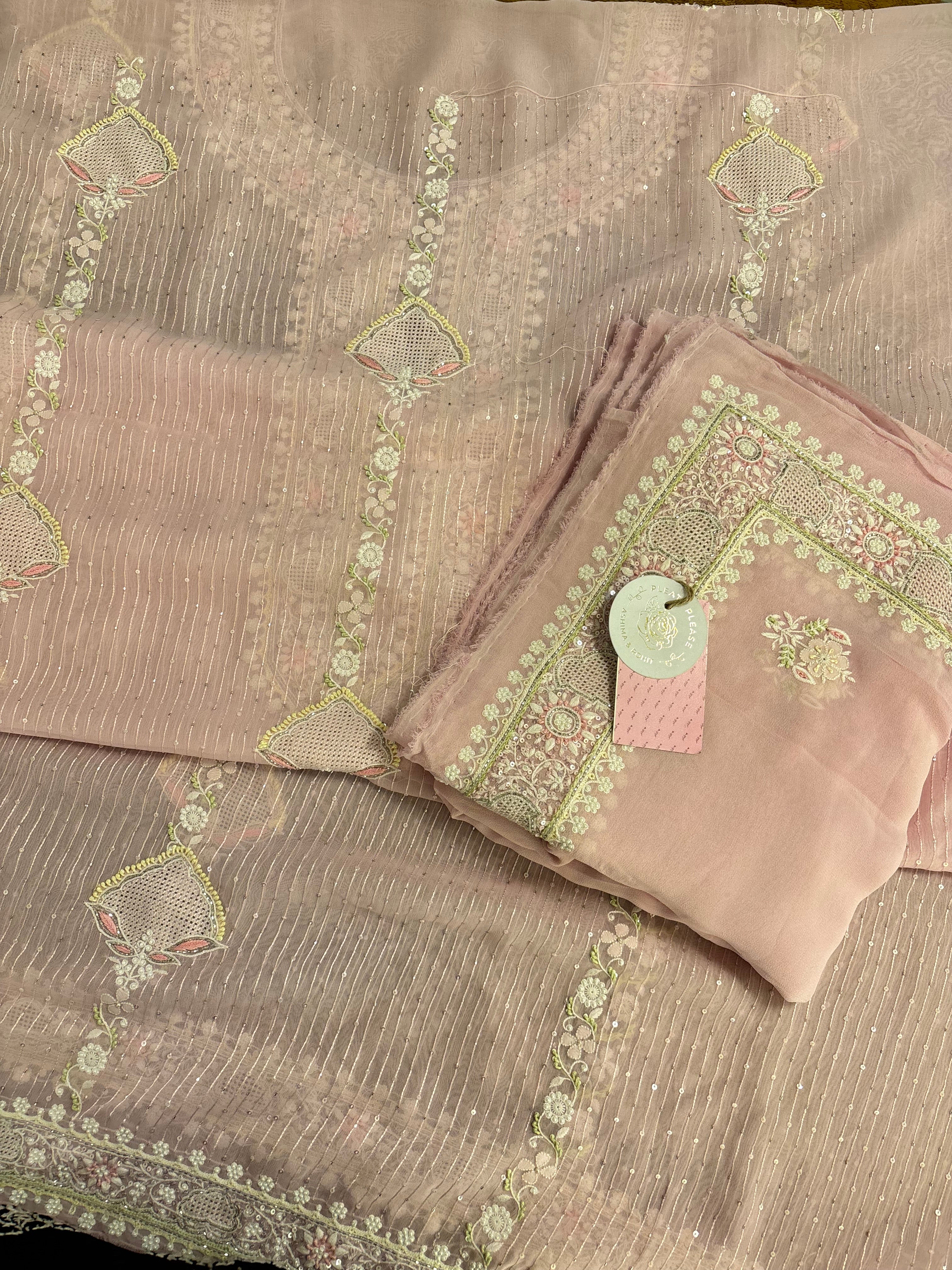 Baby Pink Pure & Premium Georgette Chikankari Kurta & Dupatta