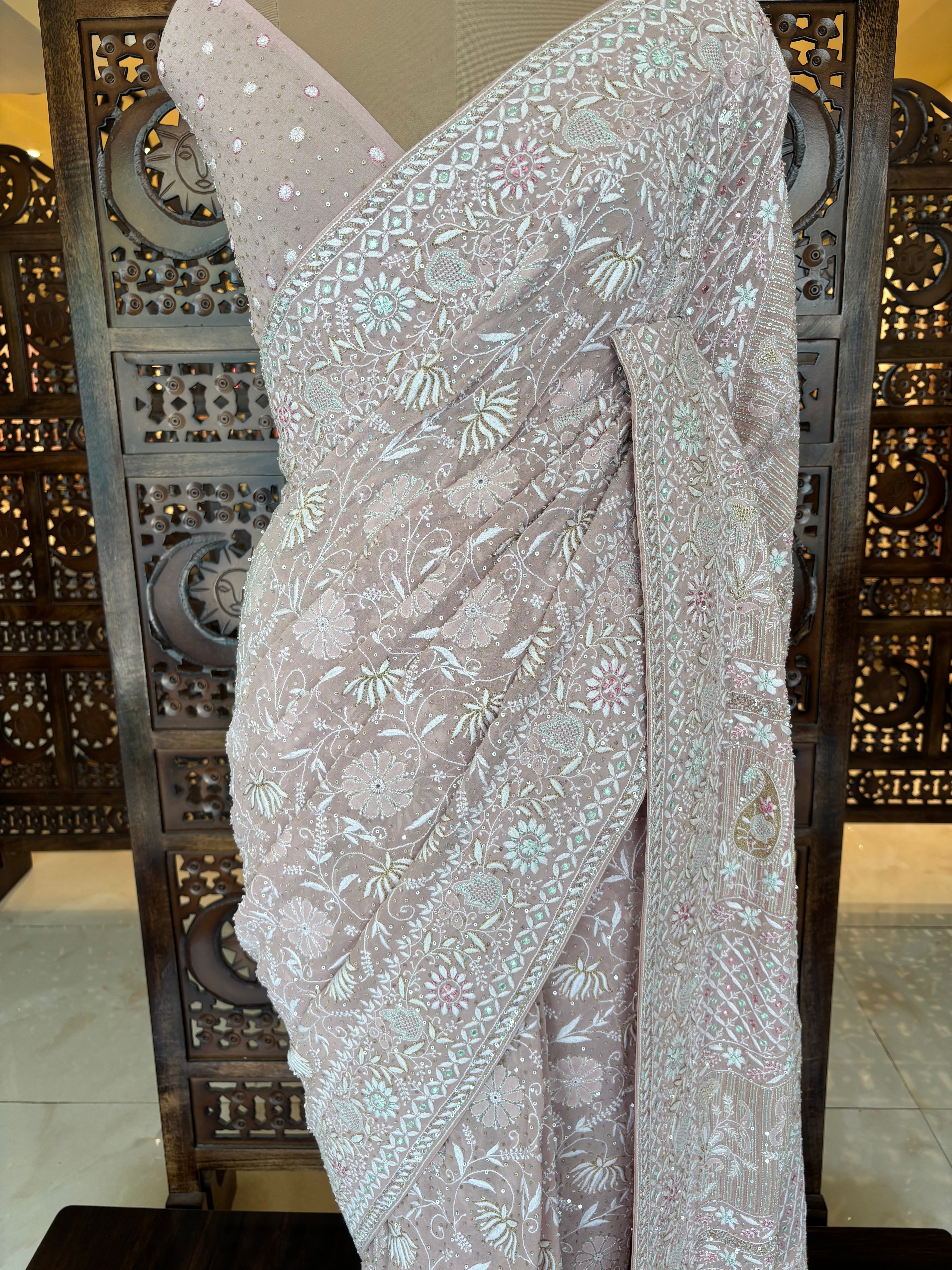 Soft Peach Pure & Premium Georgette Saree