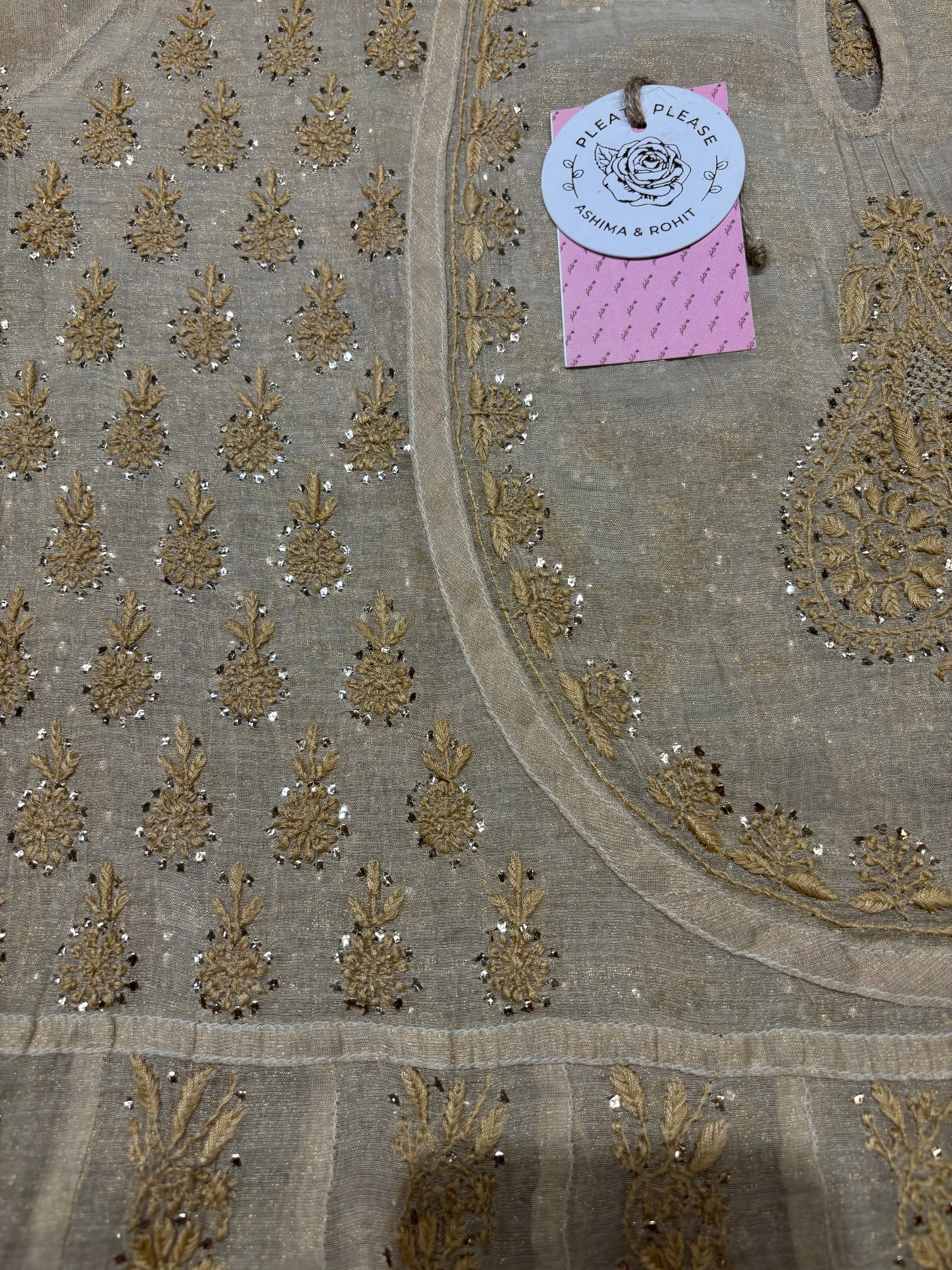 Dyeable Pure and Premium Tissue Chikankari & Mukaish Bajirao Anarkali and Dupatta Set