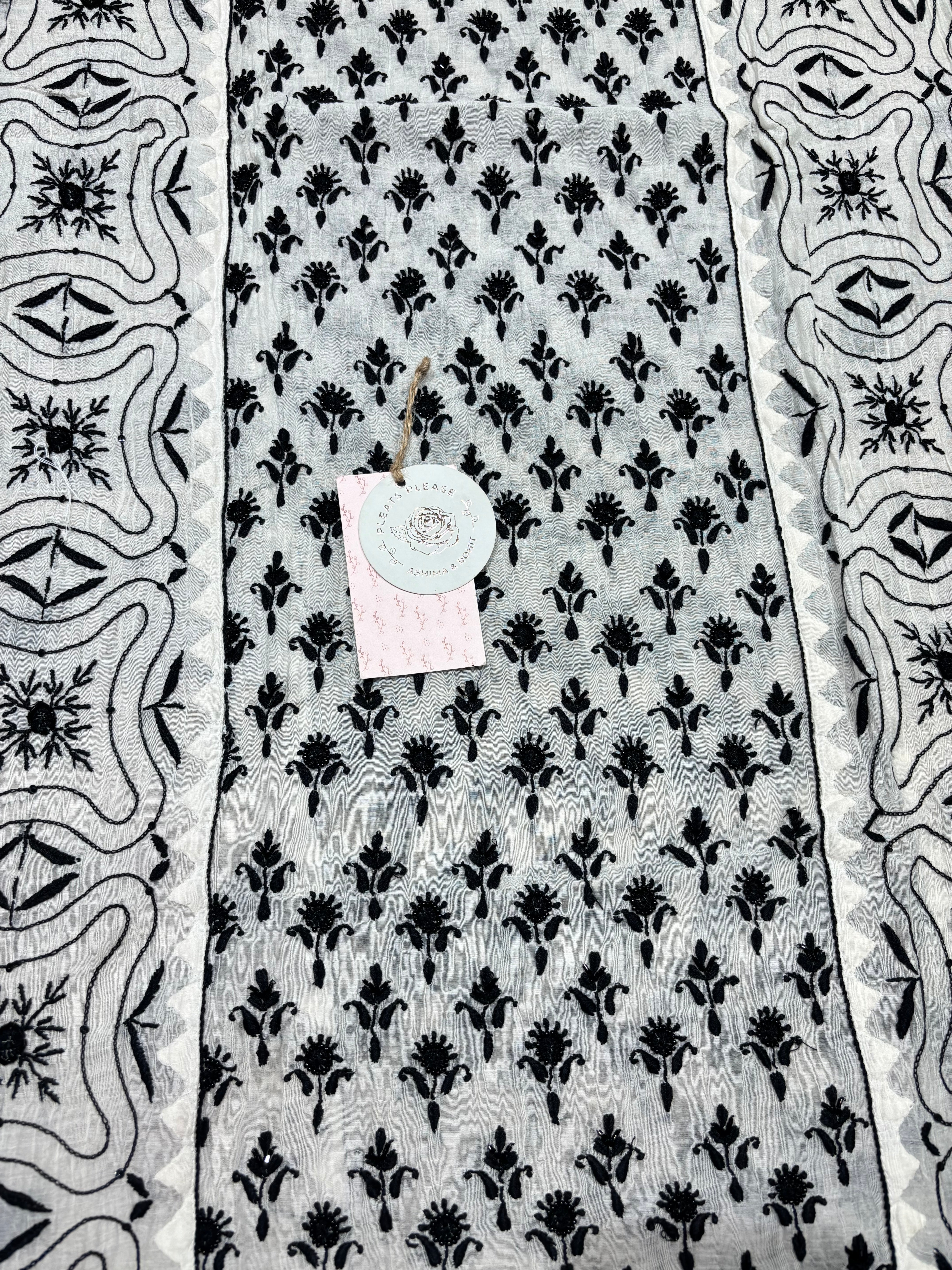 Dyeable Chanderi Mul Chikankari Kurta and Dupatta Set
