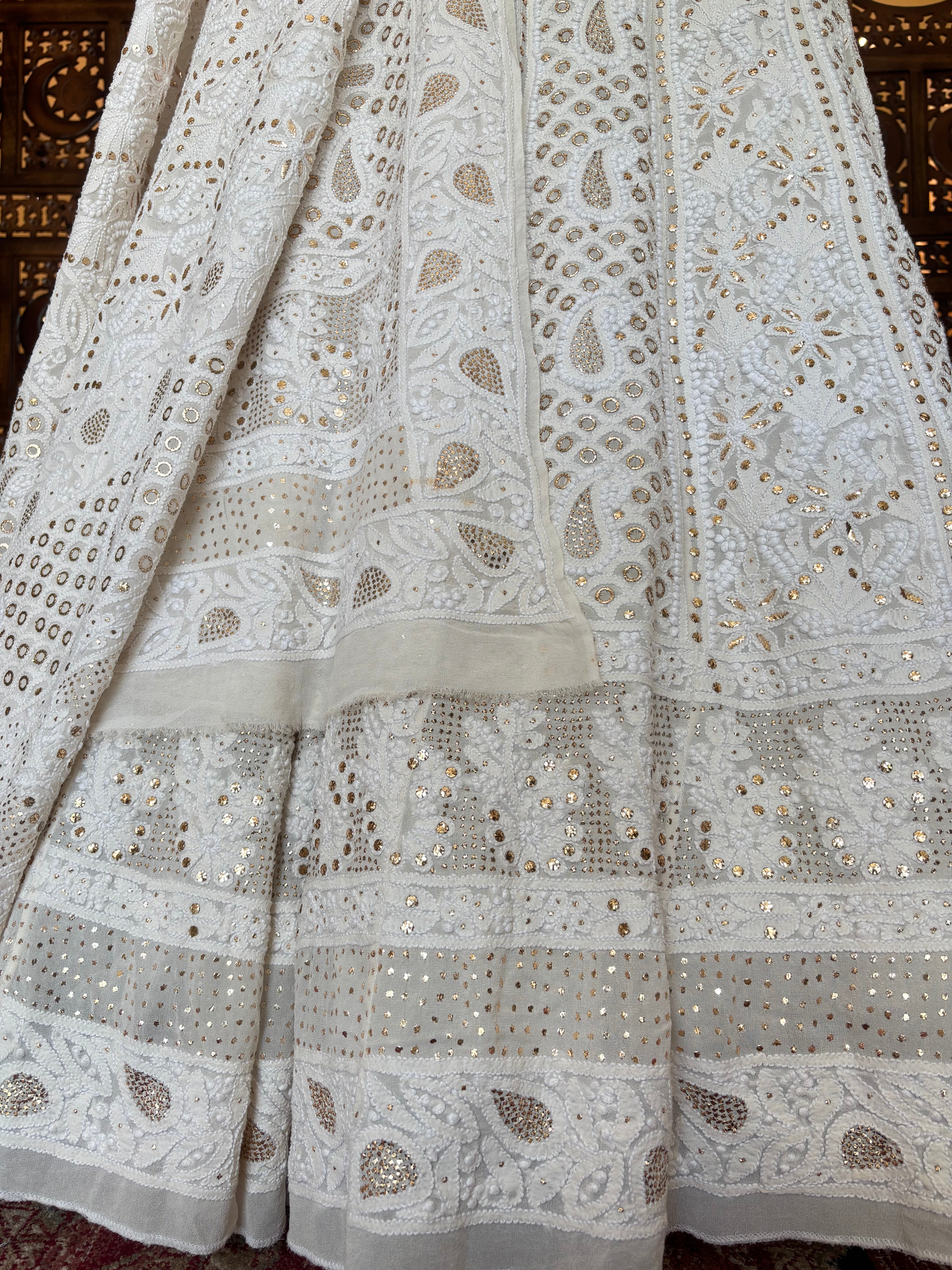 Dyeable Pure & Premium Georgette Chikankari Mukaish Lehenga