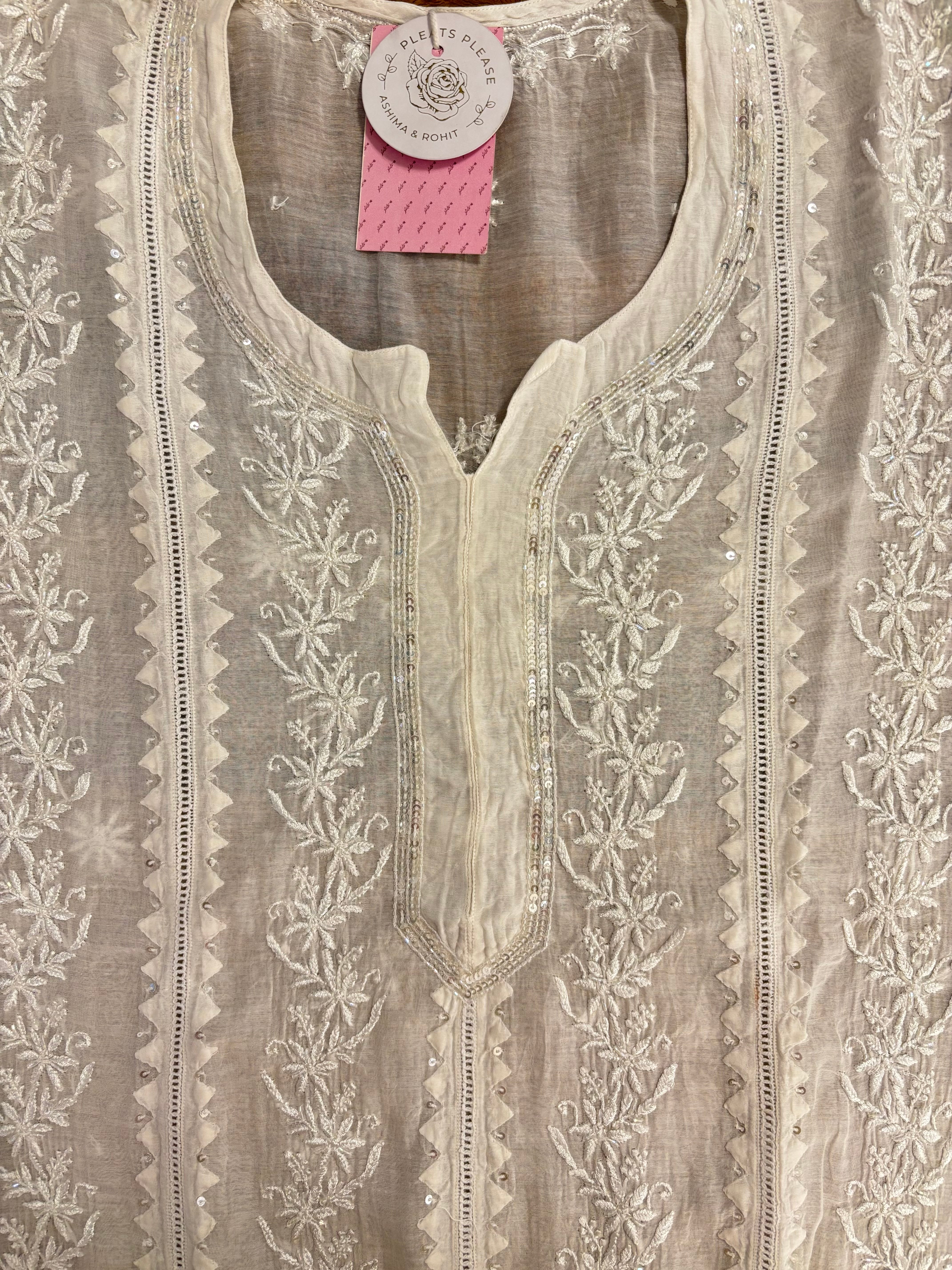 Dyeable Chanderi Daraz Chikankari Kurta & Dupatta