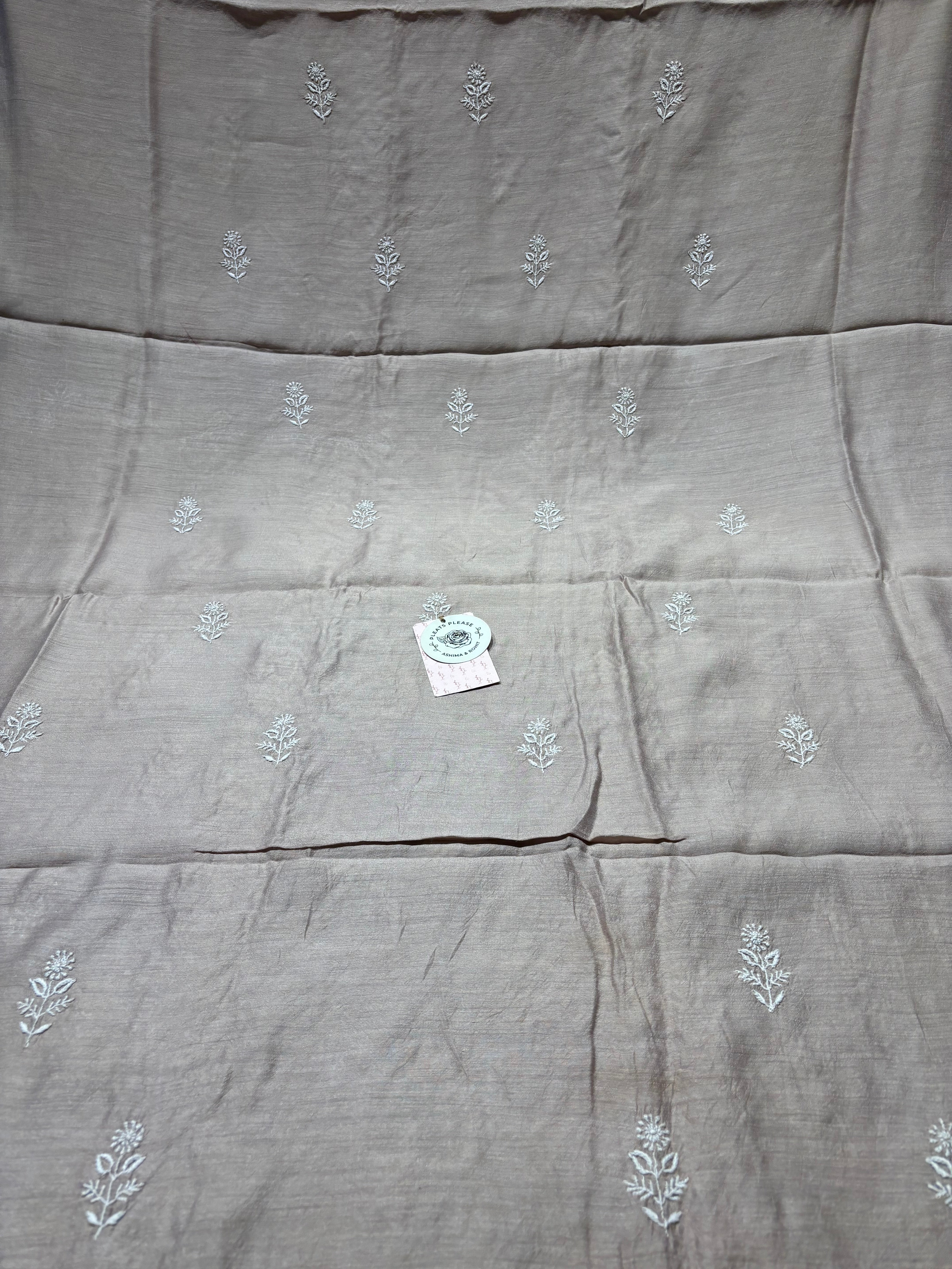 Dusty Mauve Monga Silk Chikankari Kurta And Dupatta Fabric