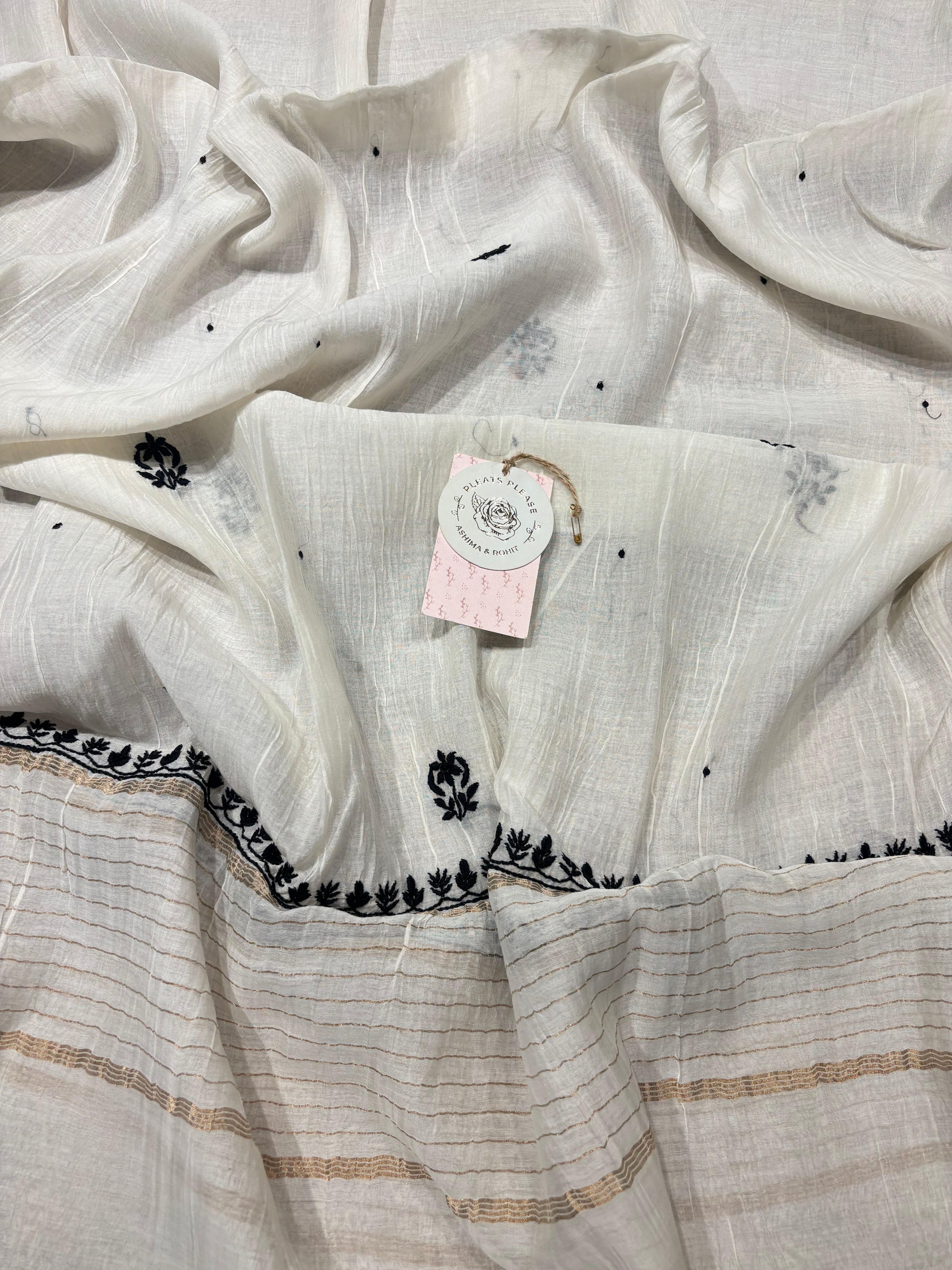 Dyeable Chanderi Mul Chikankari Kurta and Dupatta set