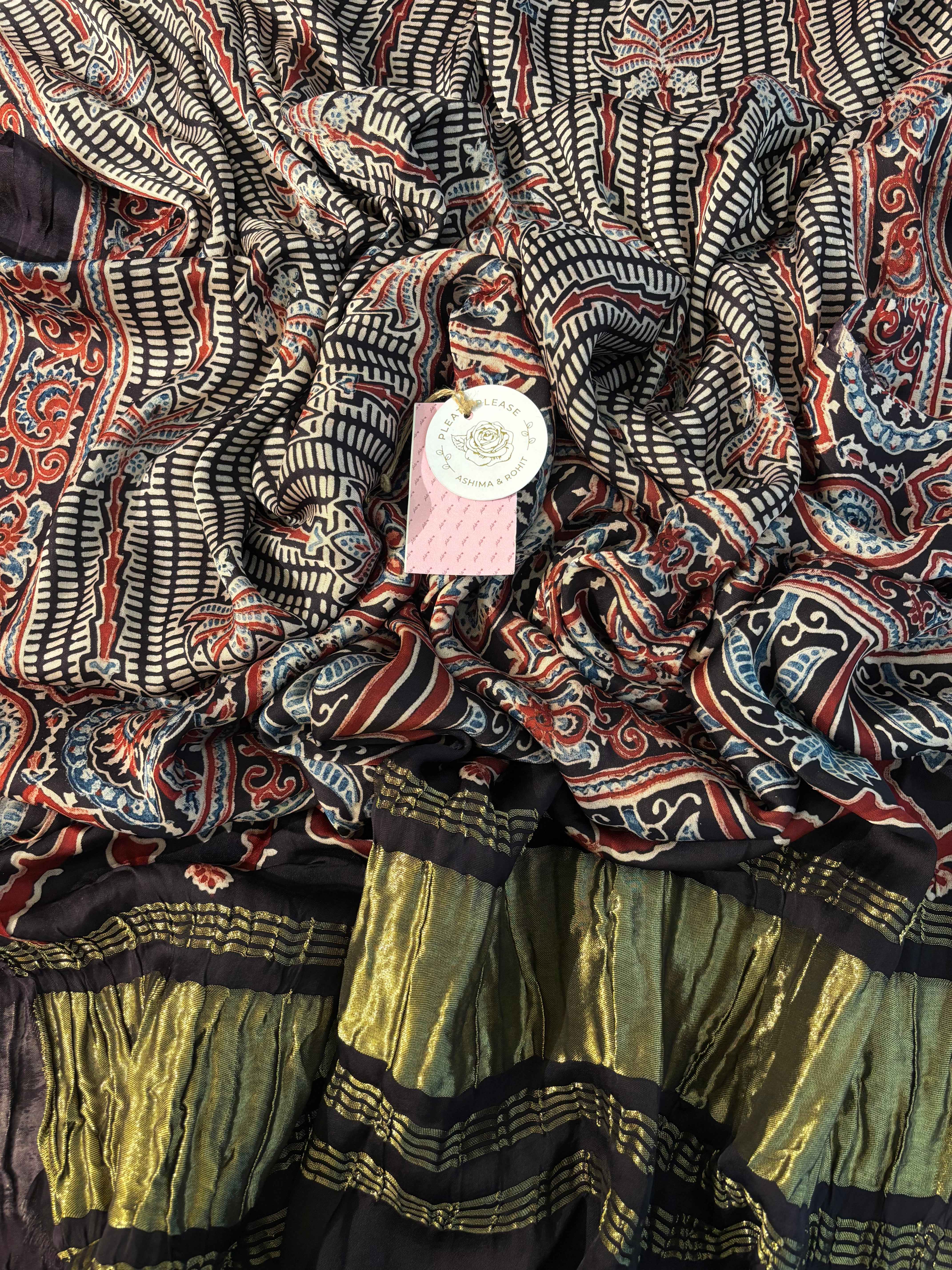 Black Ajrakh Dupatta