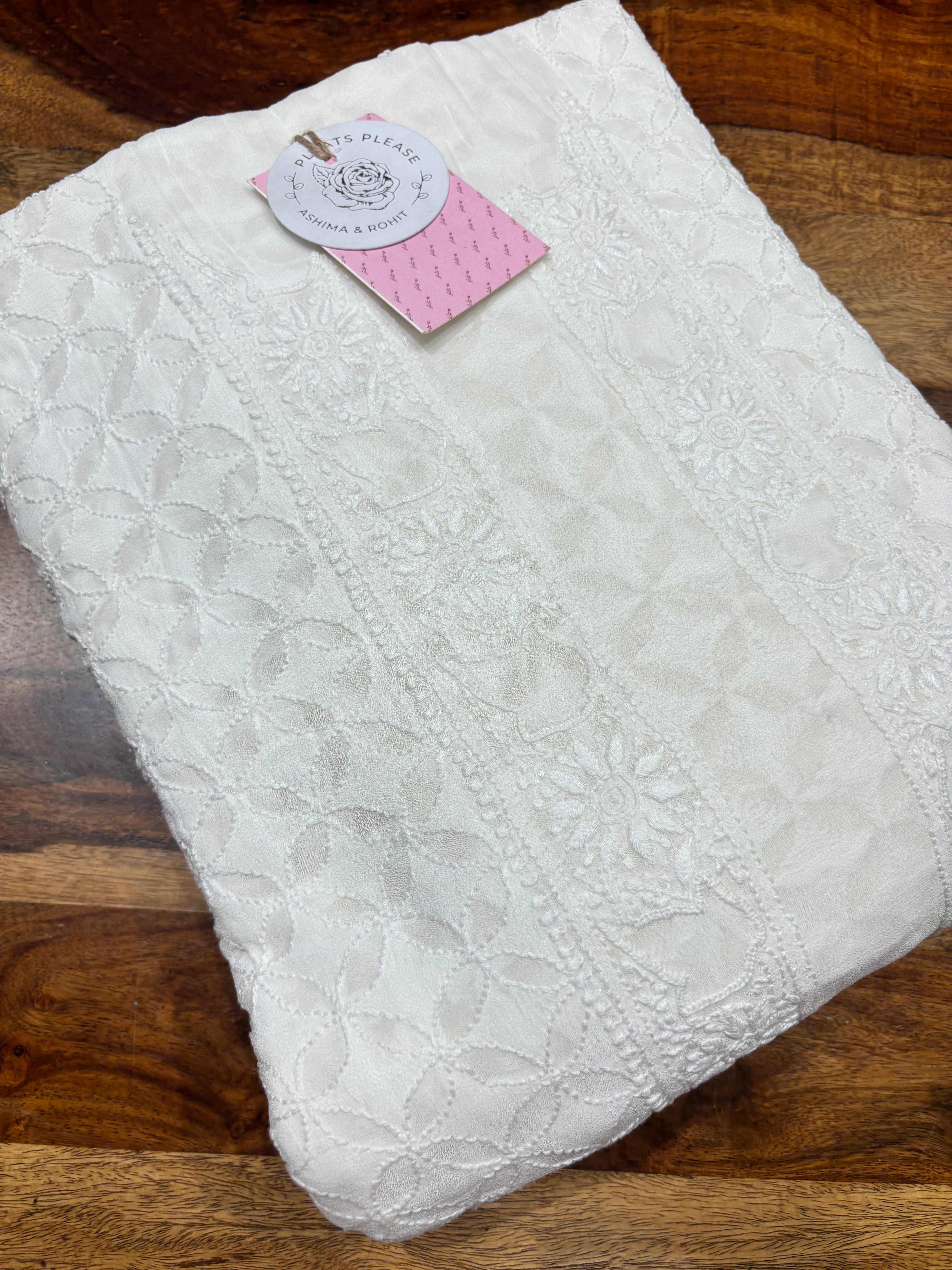 Dyeable Pure and Premium Georgette Chikankari Men’s Kurta Fabric