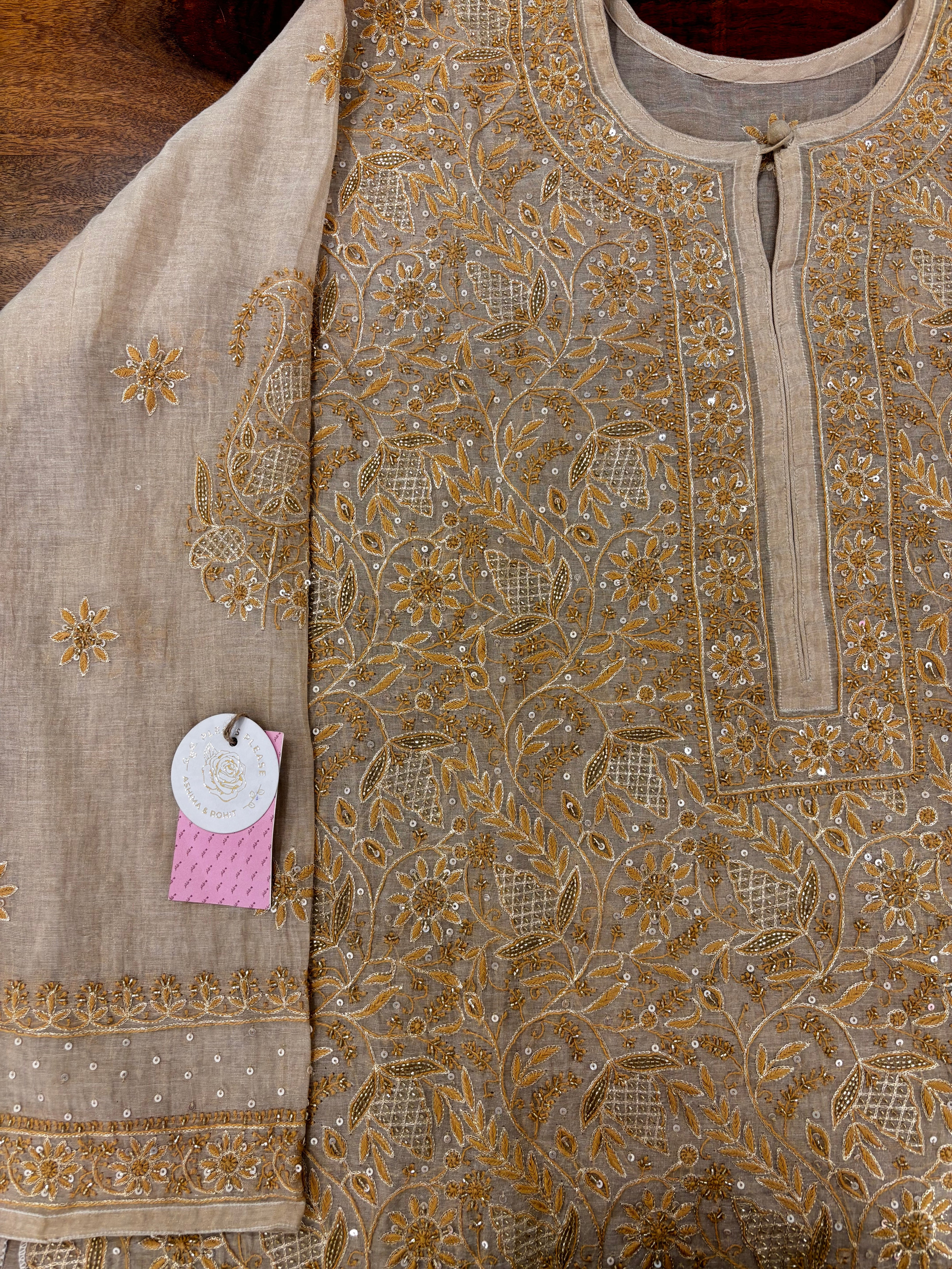 Dyeable Pure & Premium Tissue Heavy Jaal Chikankari Kurta & Dupatta - Pleats PleaseChikankari