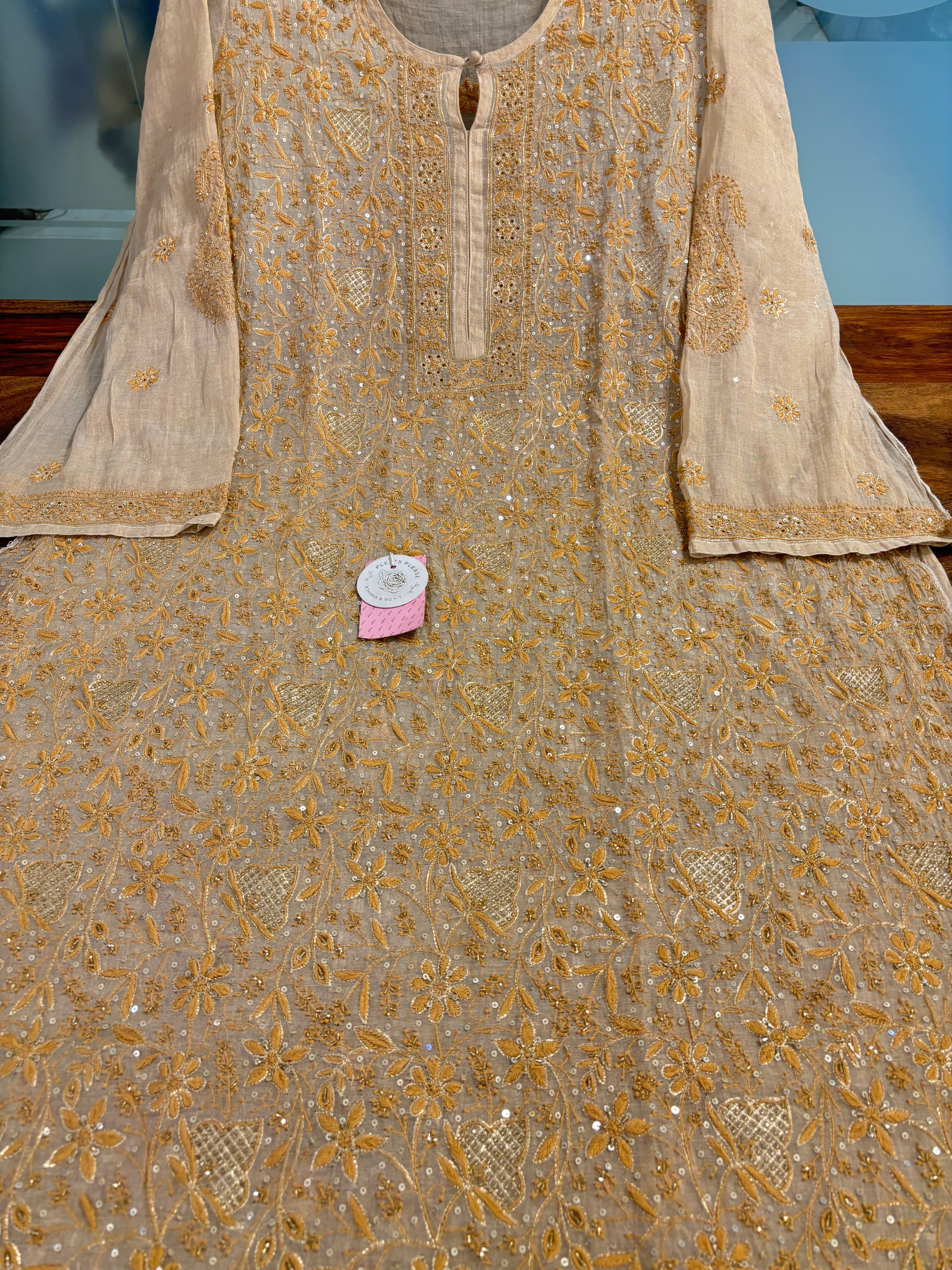 Dyeable Pure Tissue Chikankari Kurta & Dupatta