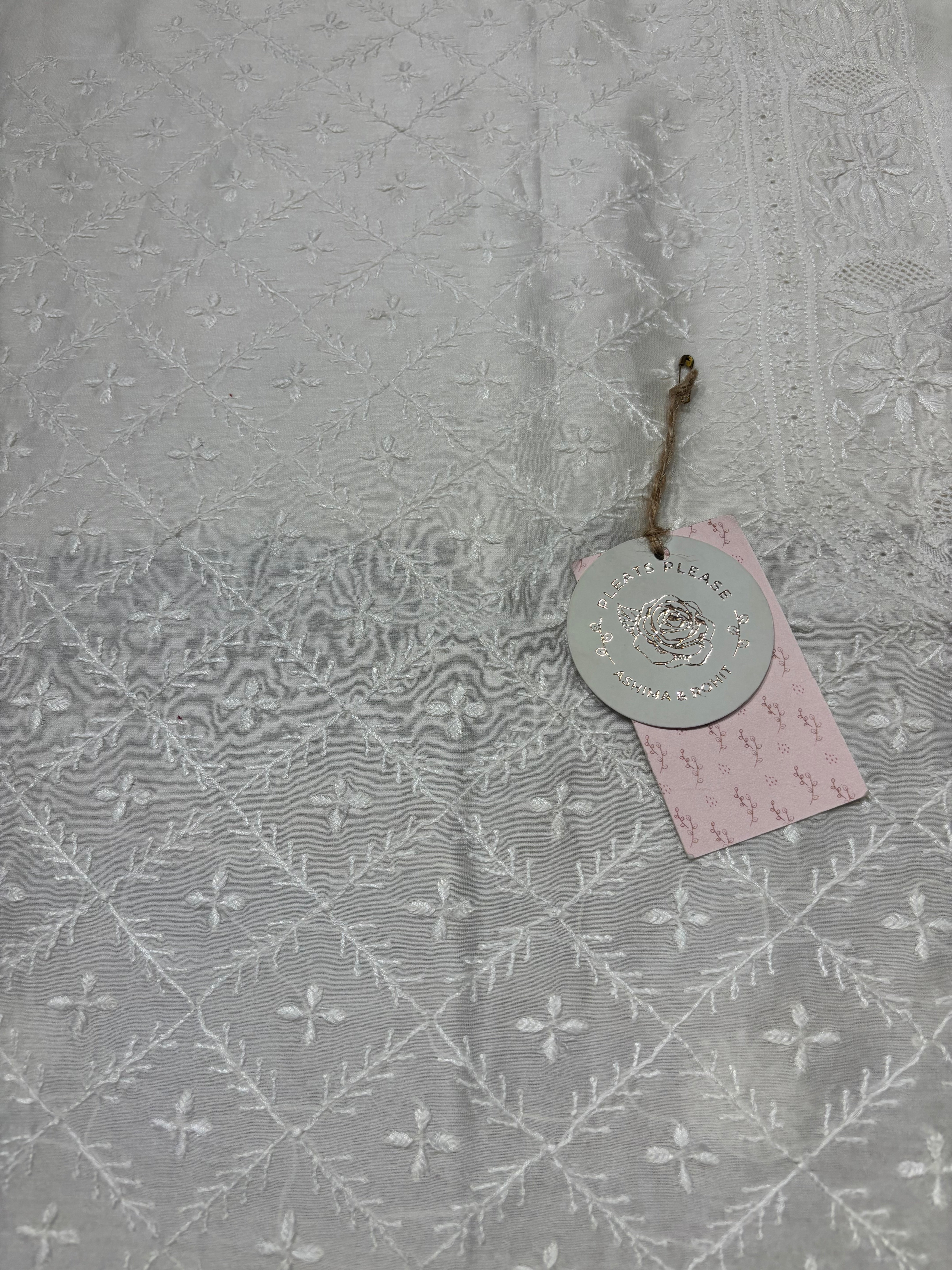 Dyeable Chanderi Silk Chikankari Men’s Kurta Fabric