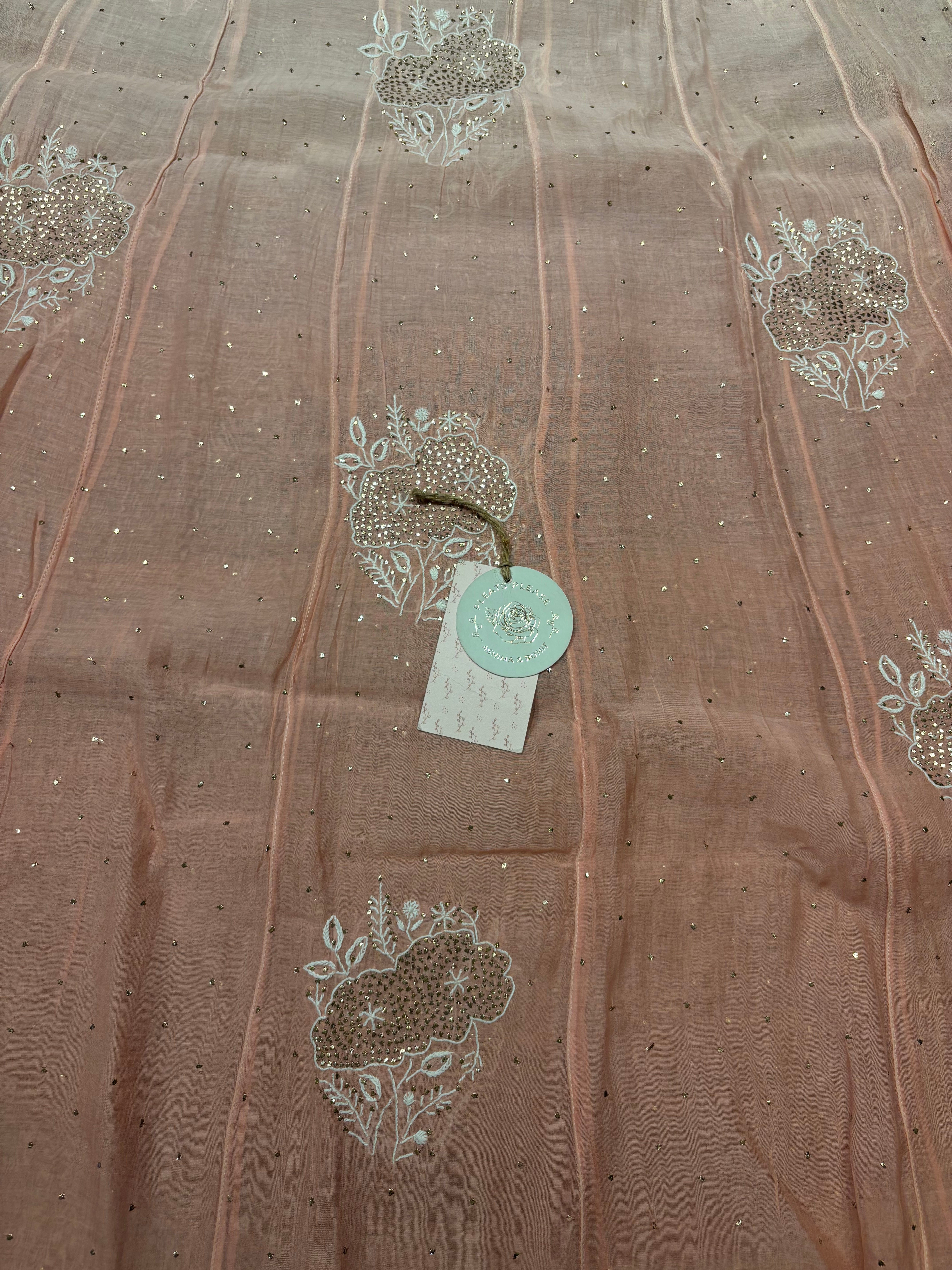 Pink Ombre Chanderi Mul Chikankari Anarkali and Dupatta set