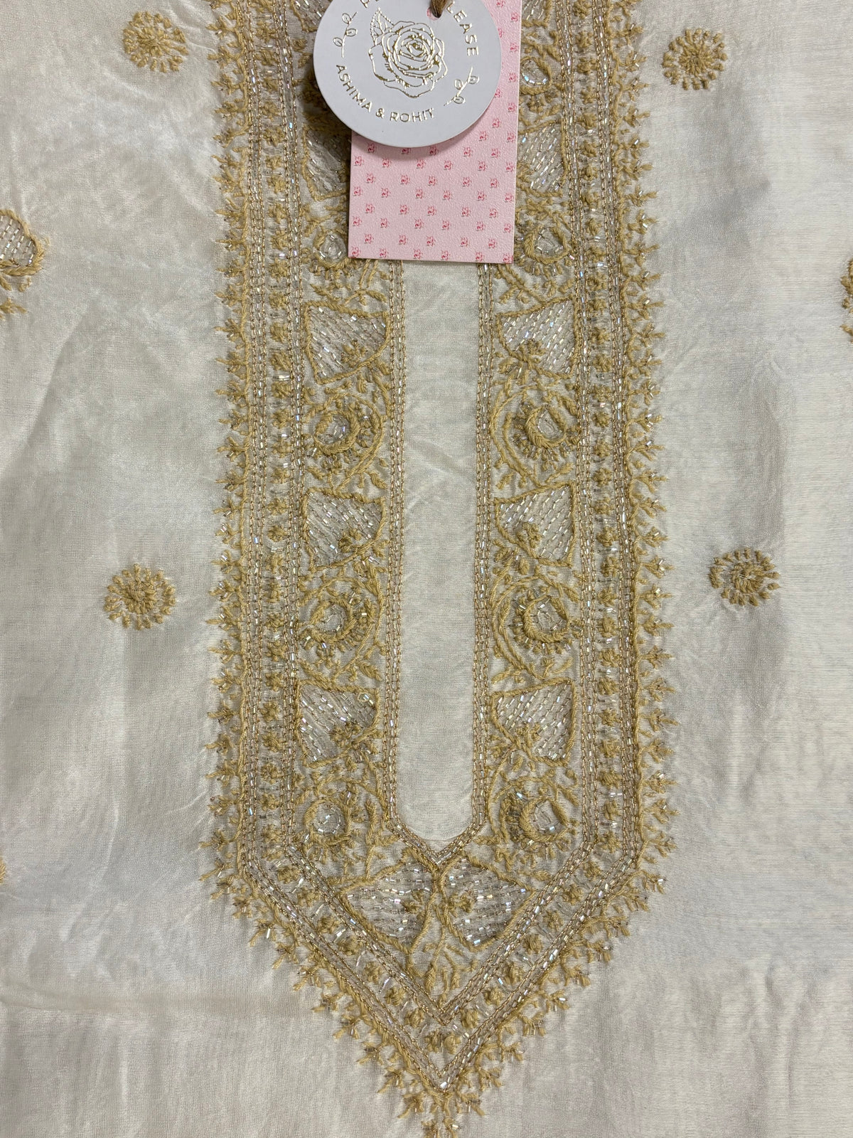 Dyeable Chanderi Silk Chikankari Bnarasi Boota Men’s Kurta