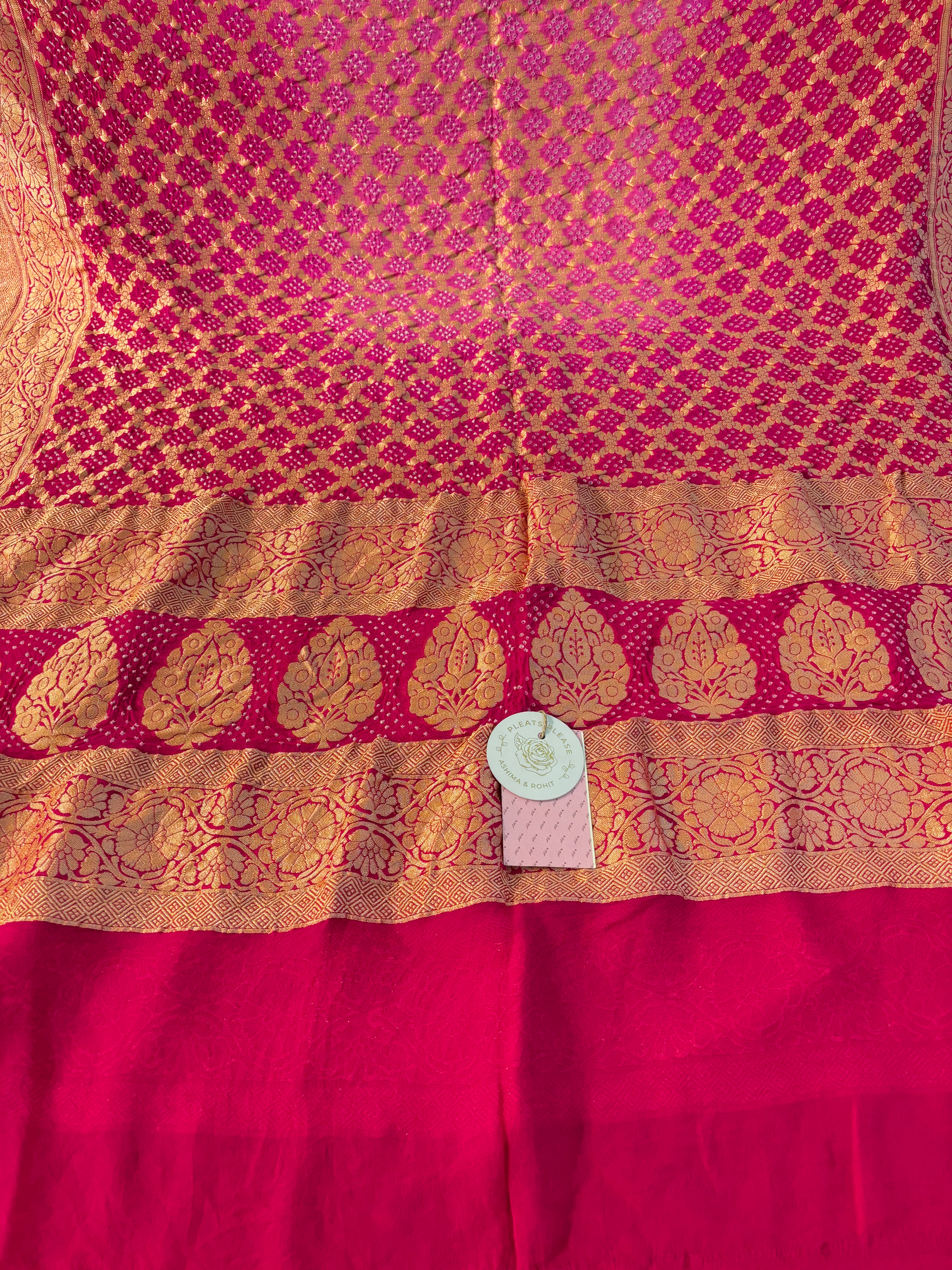 Magenta Khaddi Georgette Bandhej Neemzari Dupatta