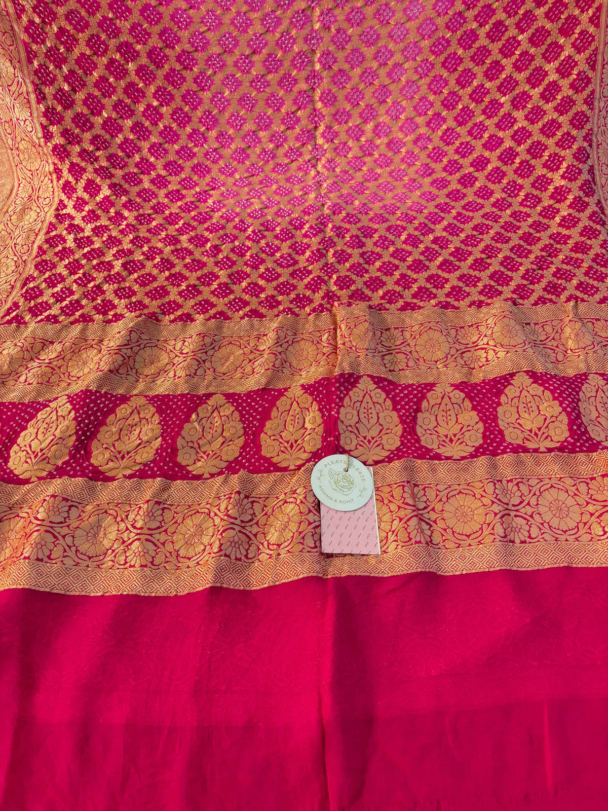 Magenta Khaddi Georgette Bandhej Neemzari Dupatta