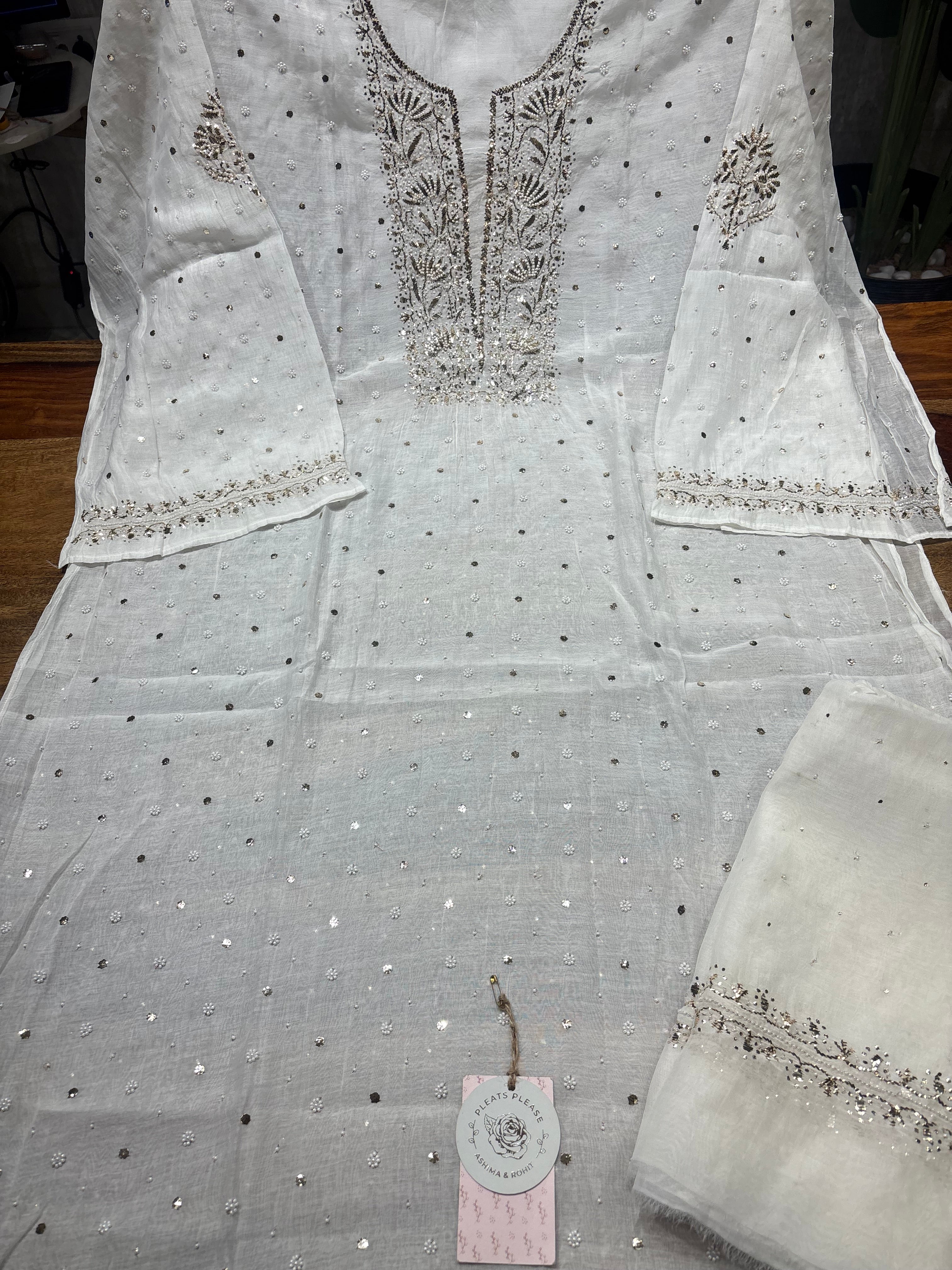 Dyeable Chanderi Mul Mukaish Kurta & Dupatta Set