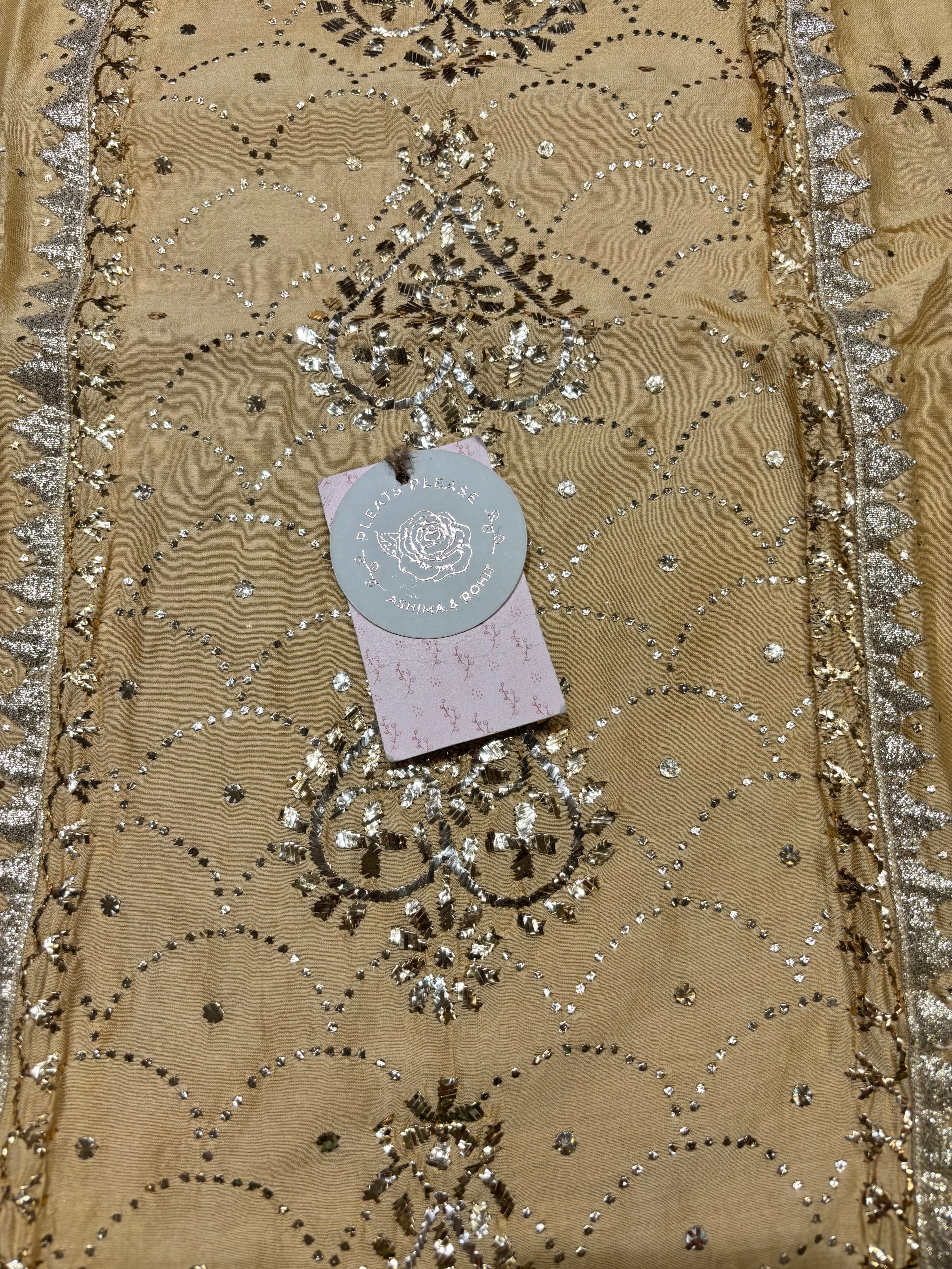 Golden Chanderi Silk Mukaish Kurta & Dupatta Set