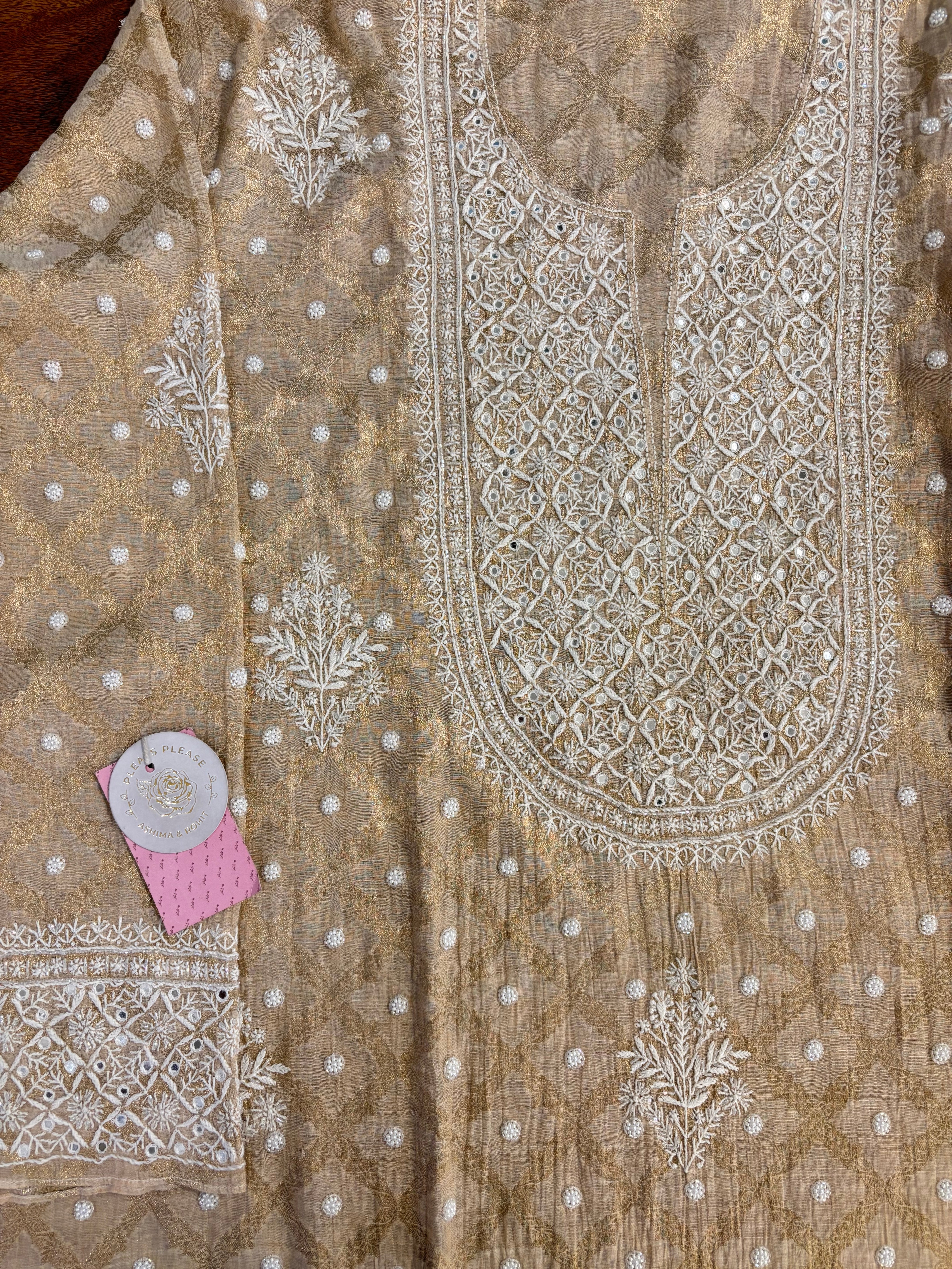 Dyeable Pure Tissue Chikankari Kurta & Dupatta