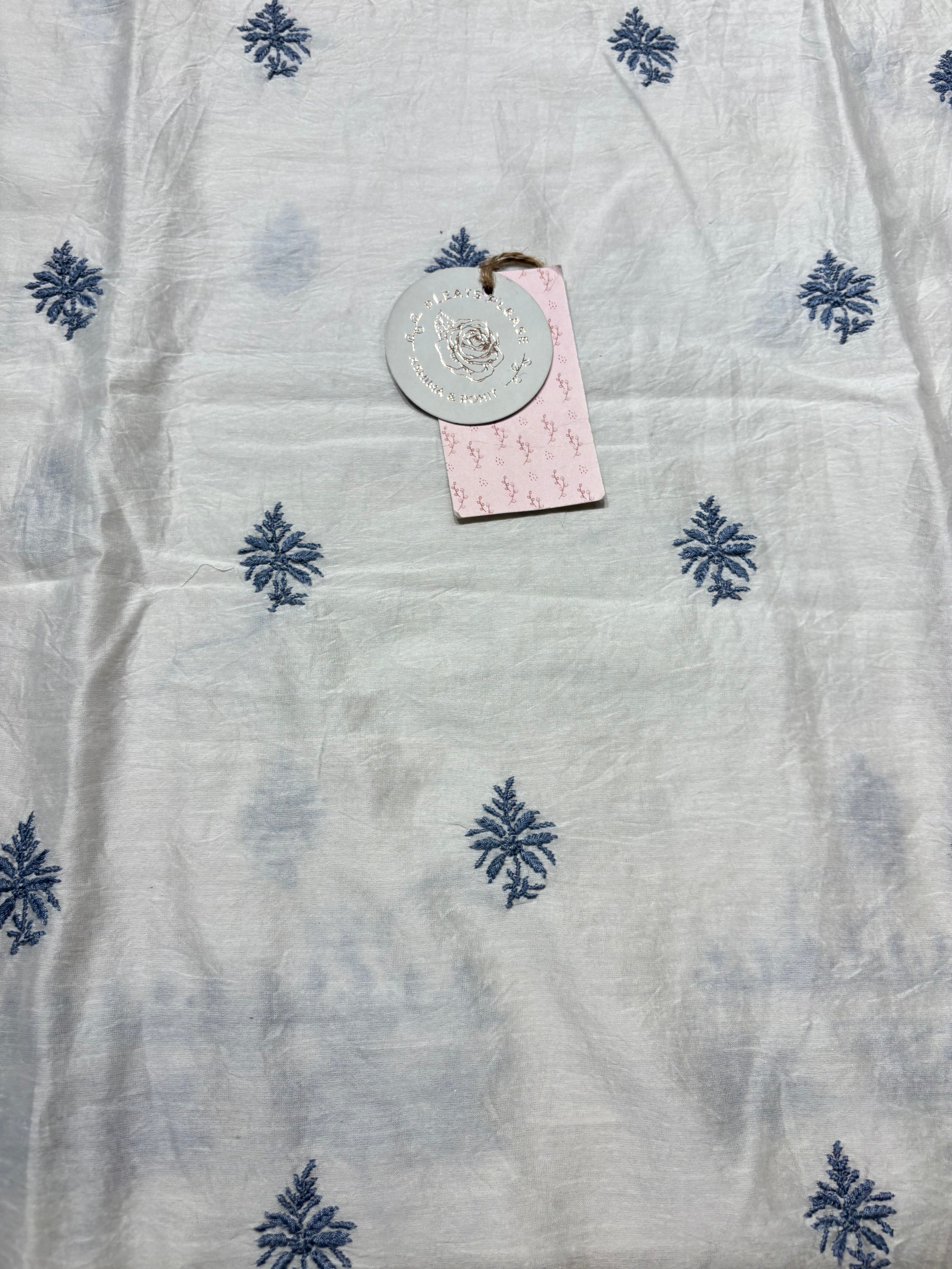 Dyeable Chanderi Silk Chikankari Men’s Kurta Fabric