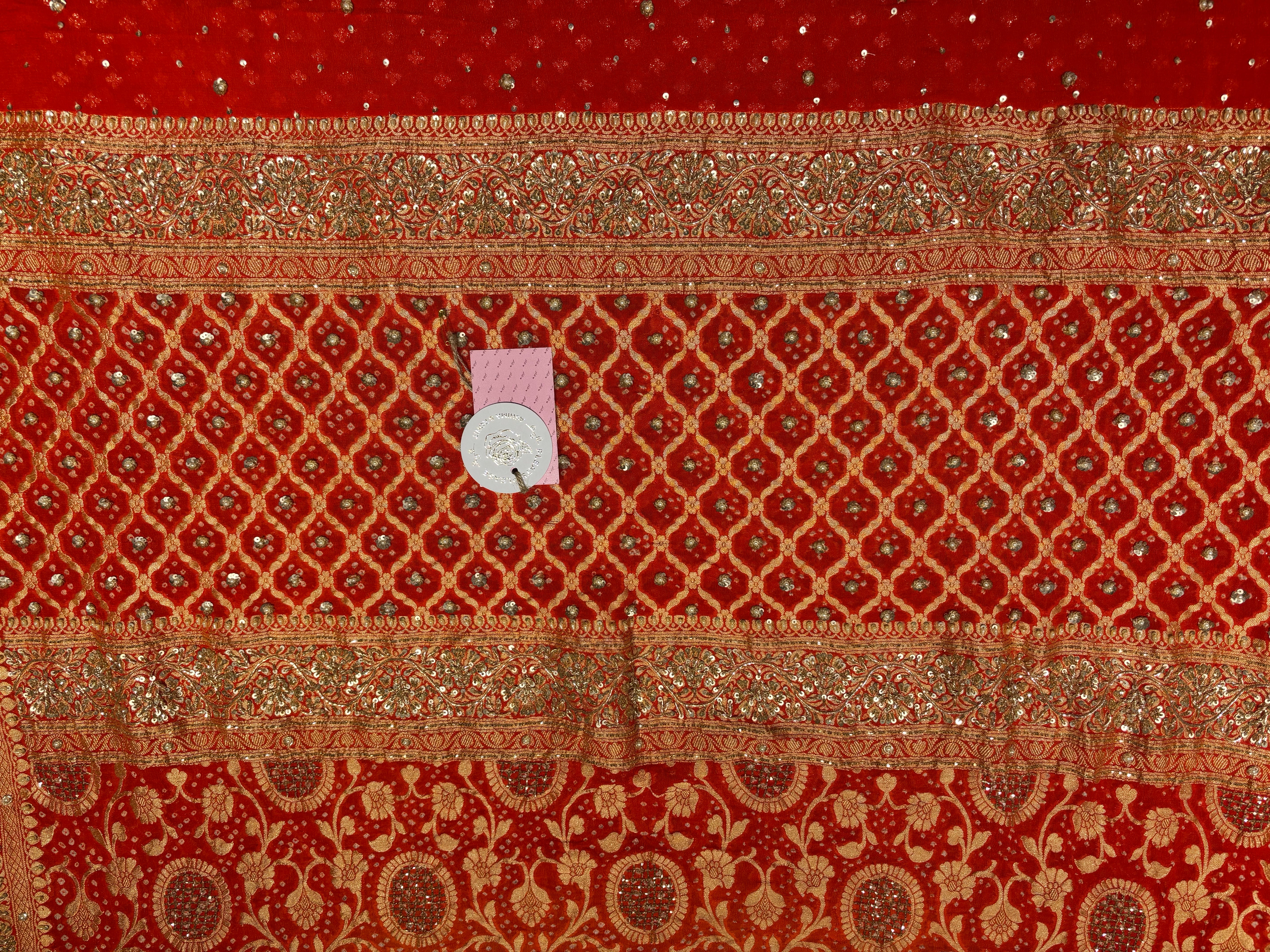 Burnt Orange Shaded Pure and Premium Georgette Bandhej Dupatta