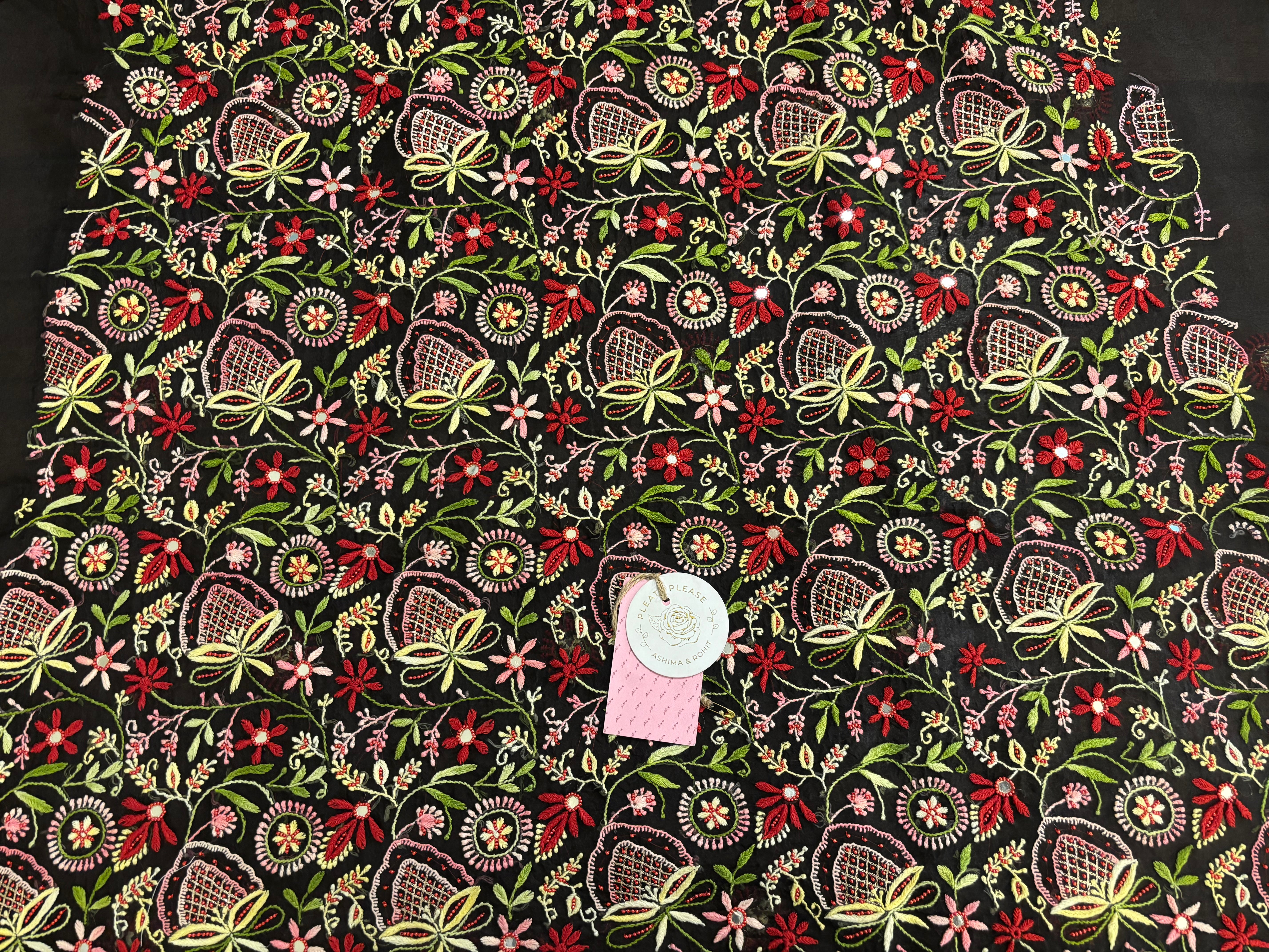 Black Organza Silk Chikankari Kurta & Dupatta