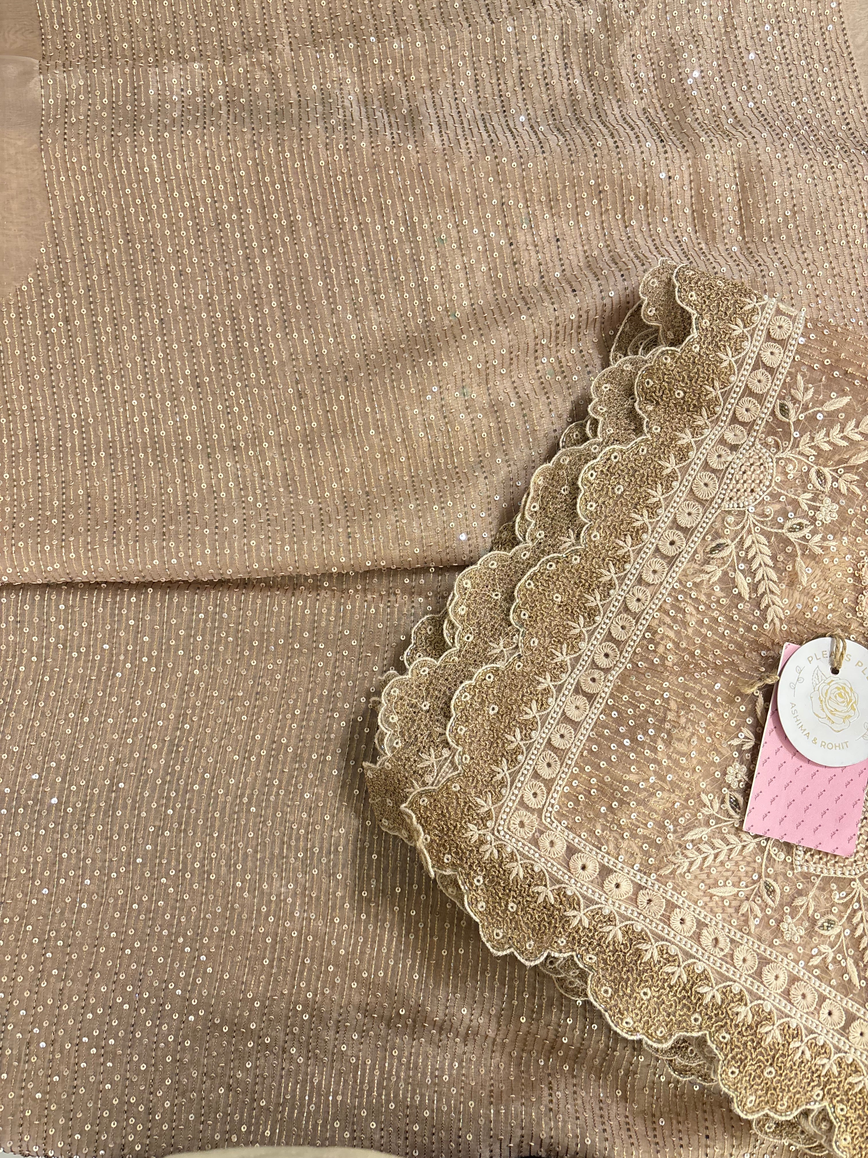 Nude Beige Pure & Premium Organza Chikankari Kurta & Dupatta
