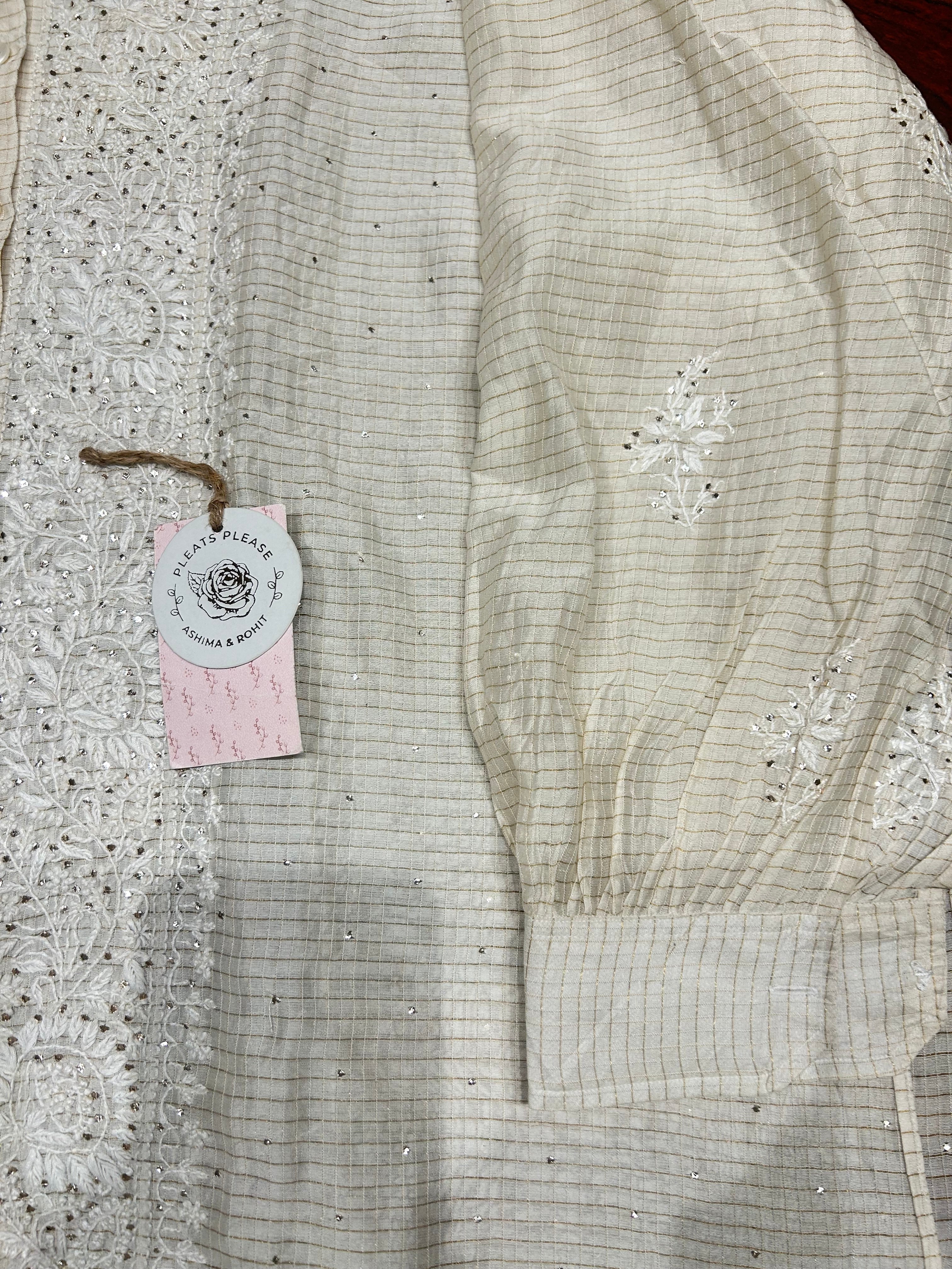 Dyeable Chanderi Silk Chikankari Co-ord set
