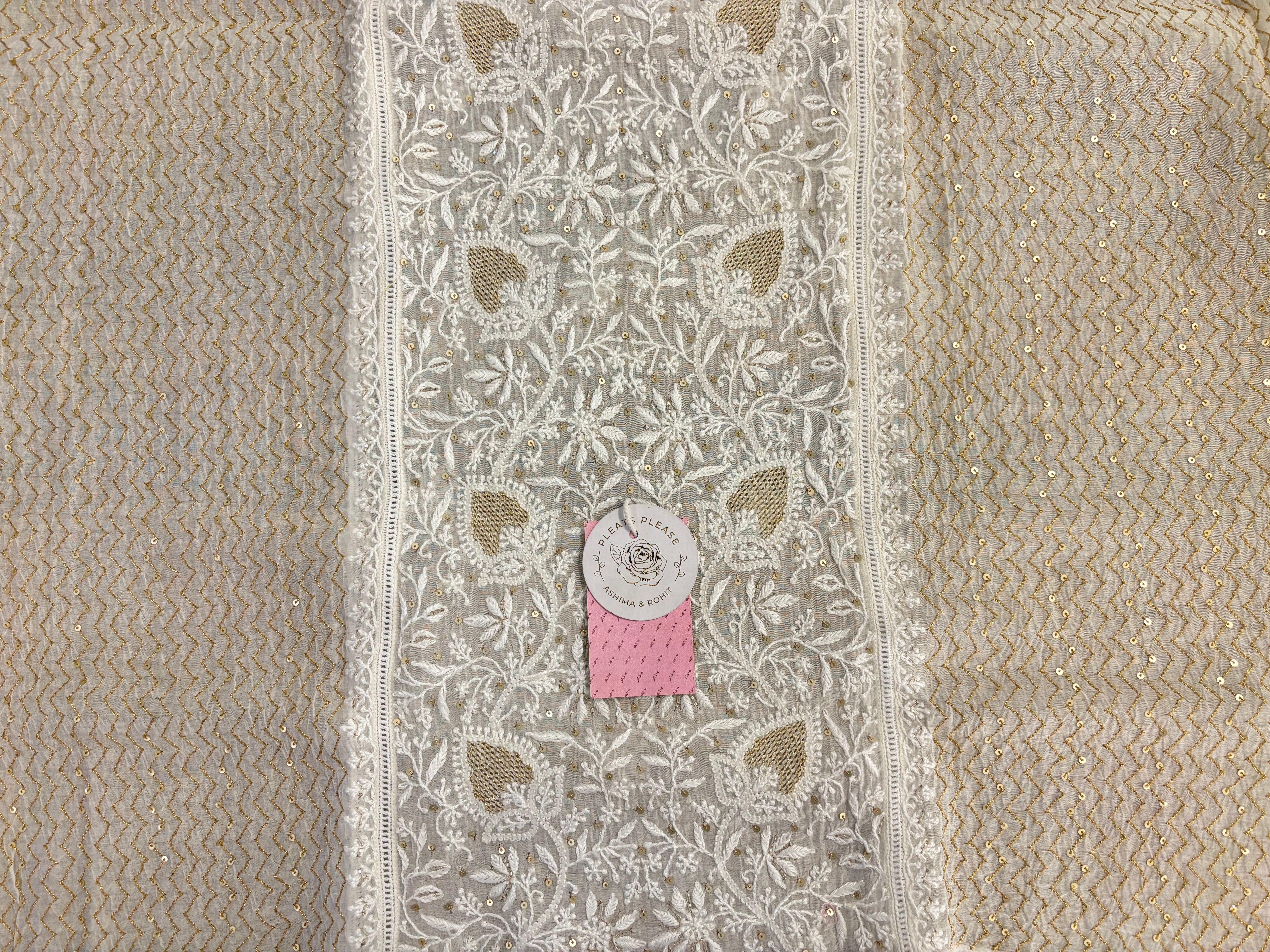 Dyeable Chanderi Mul Chikankari Kurta & Dupatta